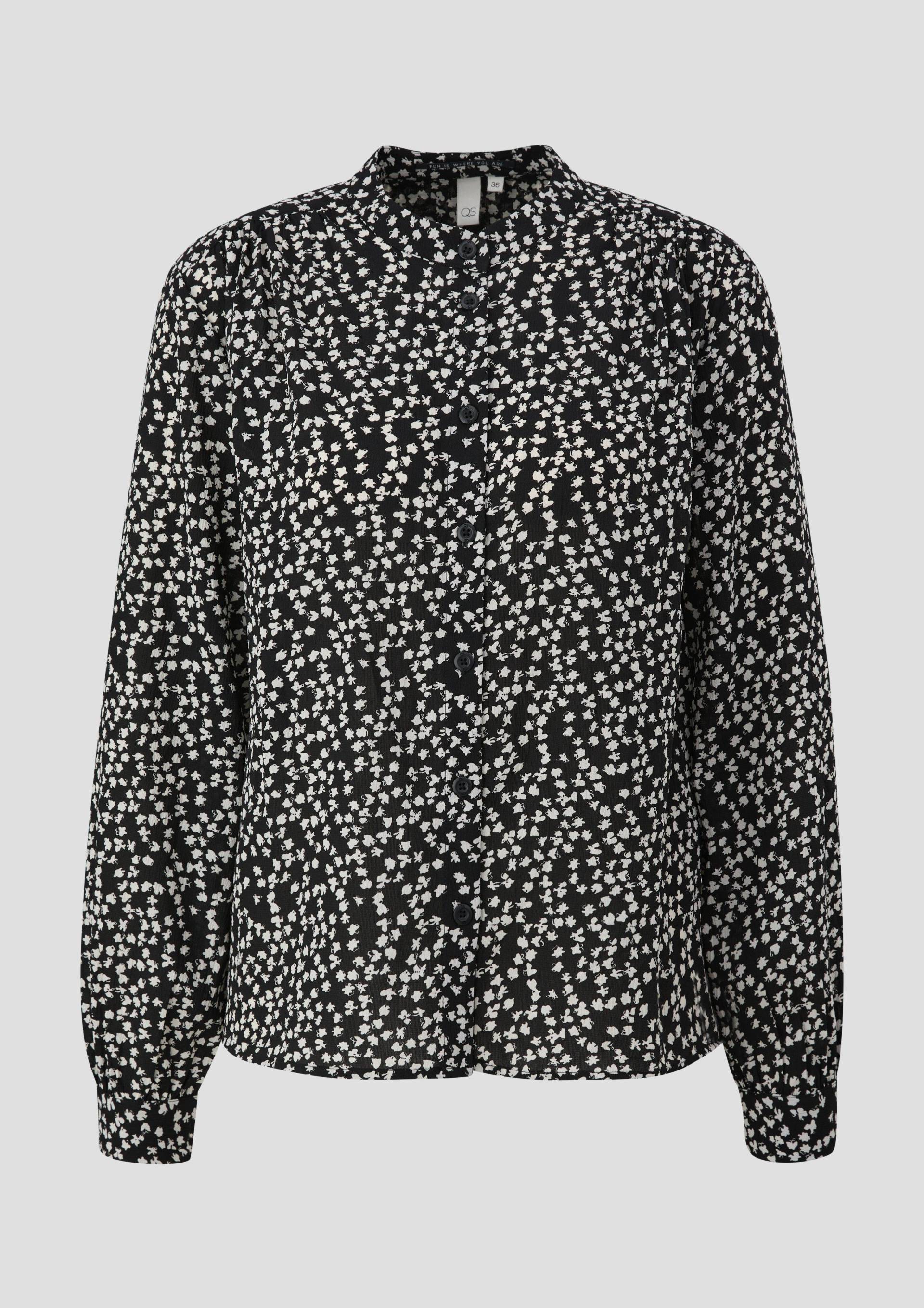 QS - Hochgeschlossene Bluse mit Allover-Print, Damen, schwarz von QS