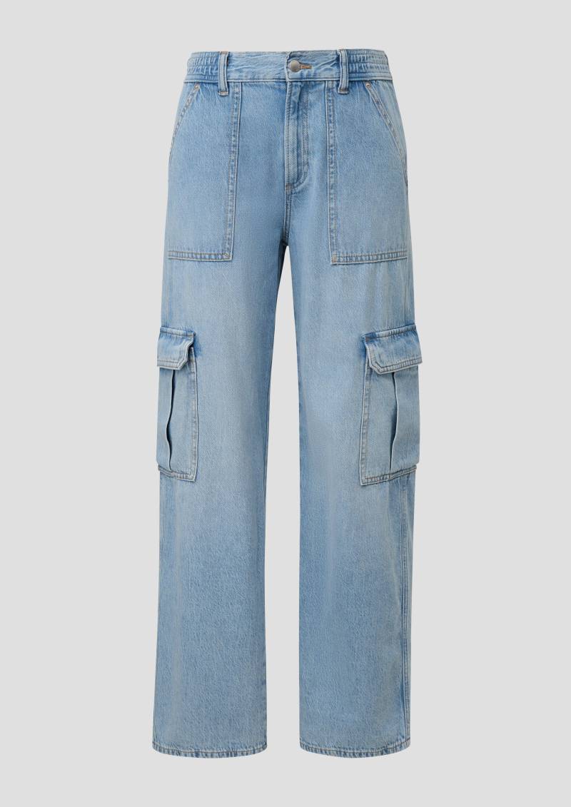 QS - Jeans / Slim Fit / Mid Rise / Wide Leg / Cargo Style, Damen, blau von QS