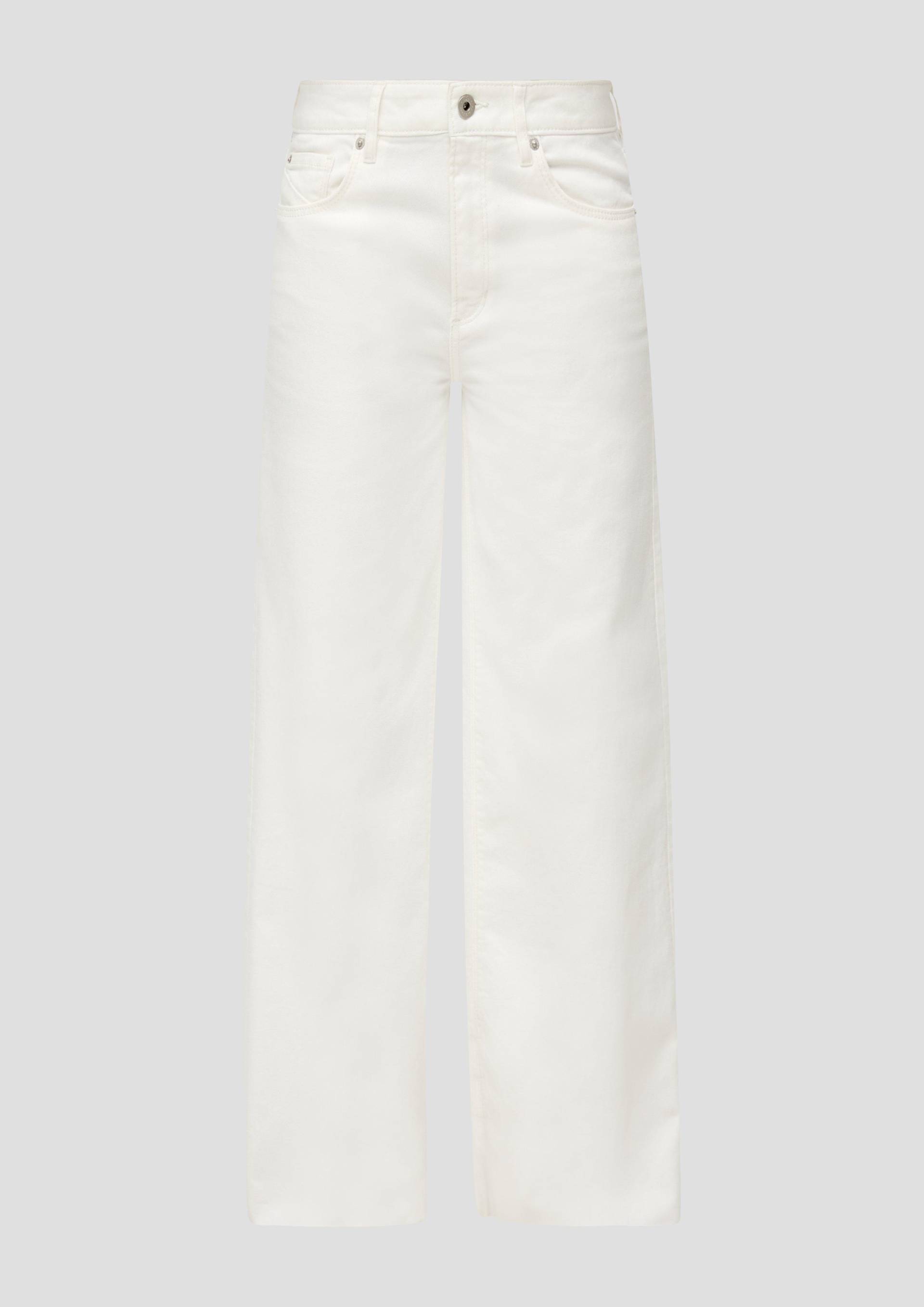 QS - Jeans Catie / Slim Fit / High Rise / Wide Leg, Damen, creme von QS