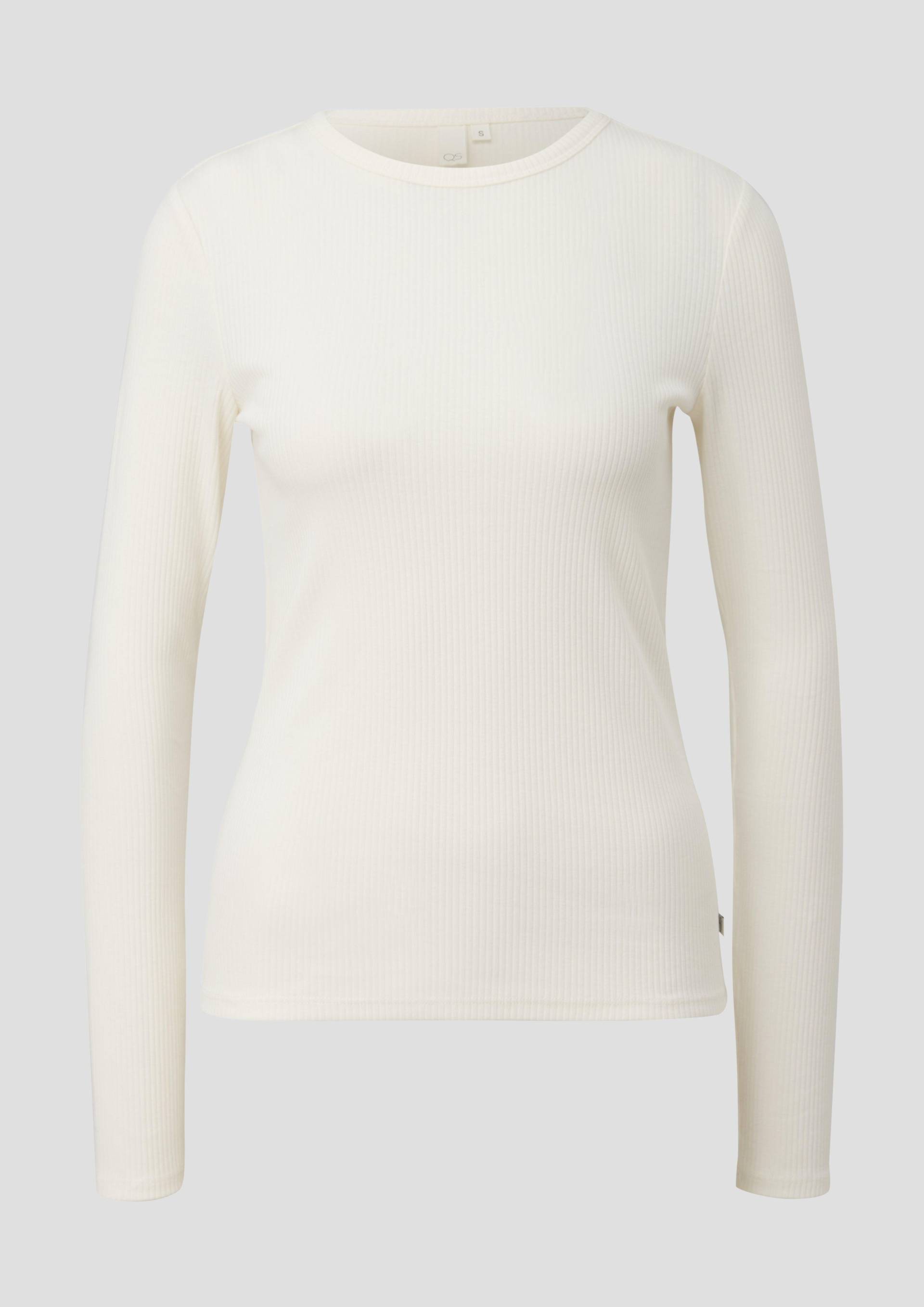 QS - Langarmshirt mit Rippstruktur, Damen, creme von QS