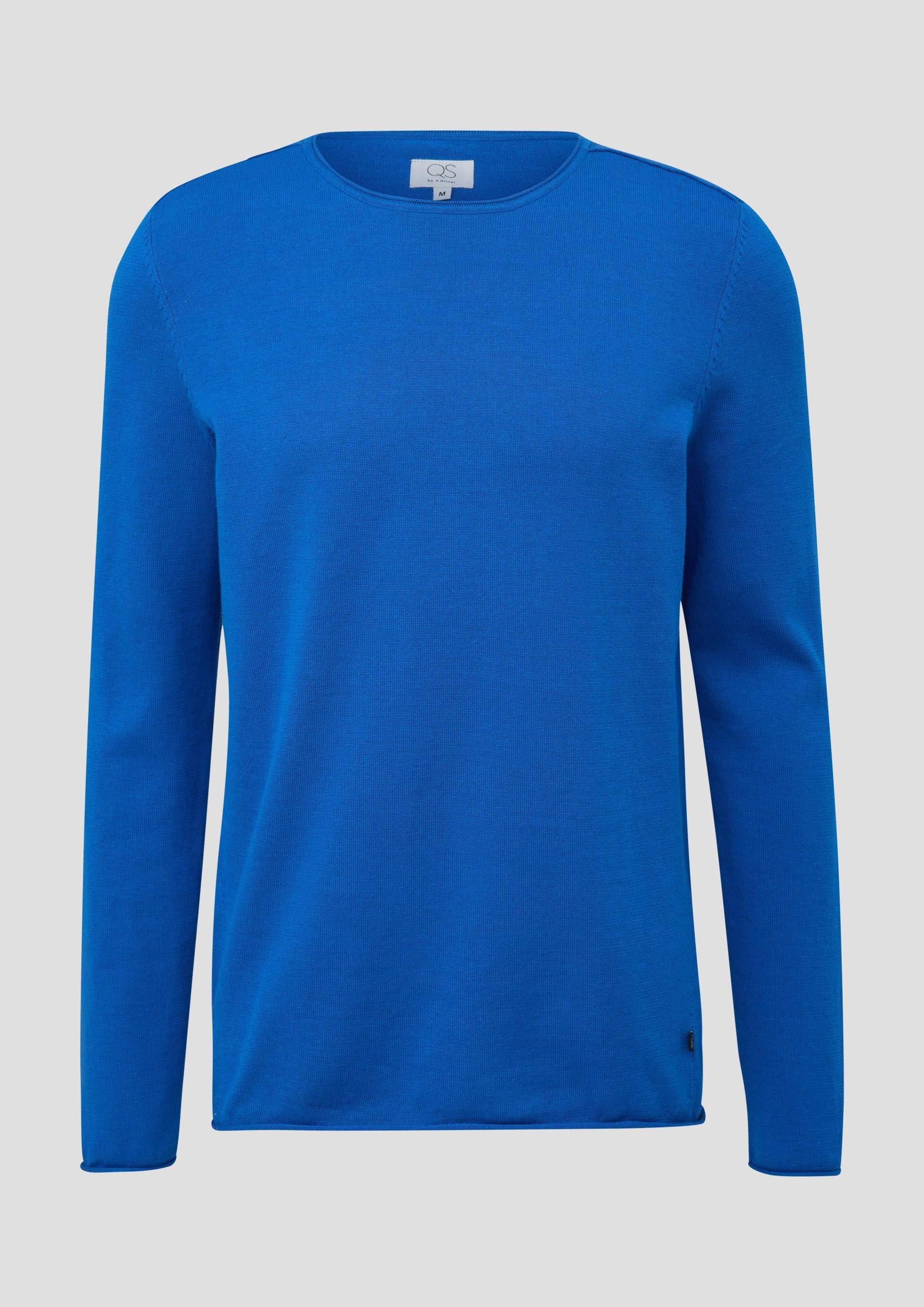 QS - Leichter Strickpullover mit Rollsaum, Herren, blau von QS