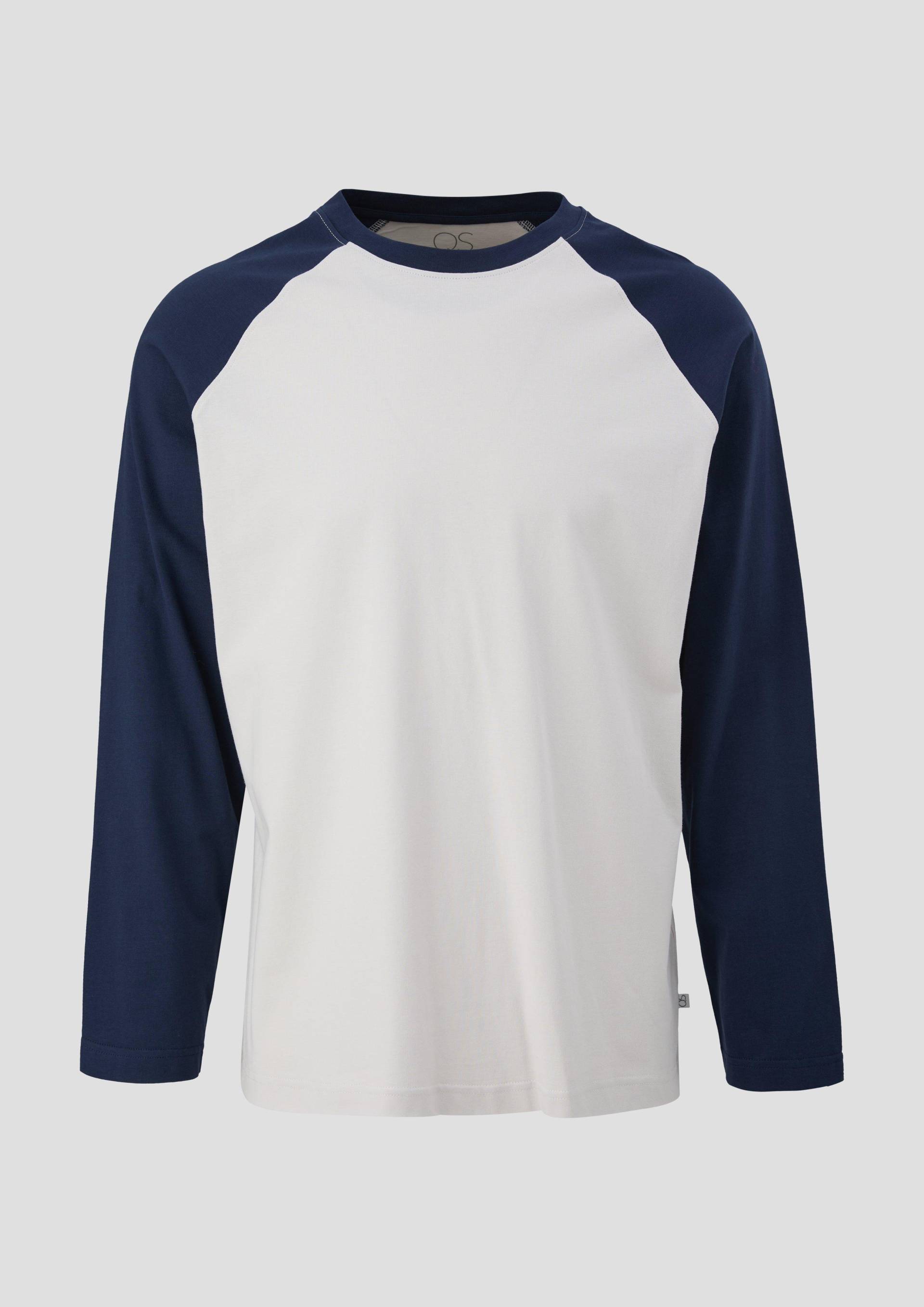 QS - Longsleeve mit Rückenprint, Herren, blau|creme von QS