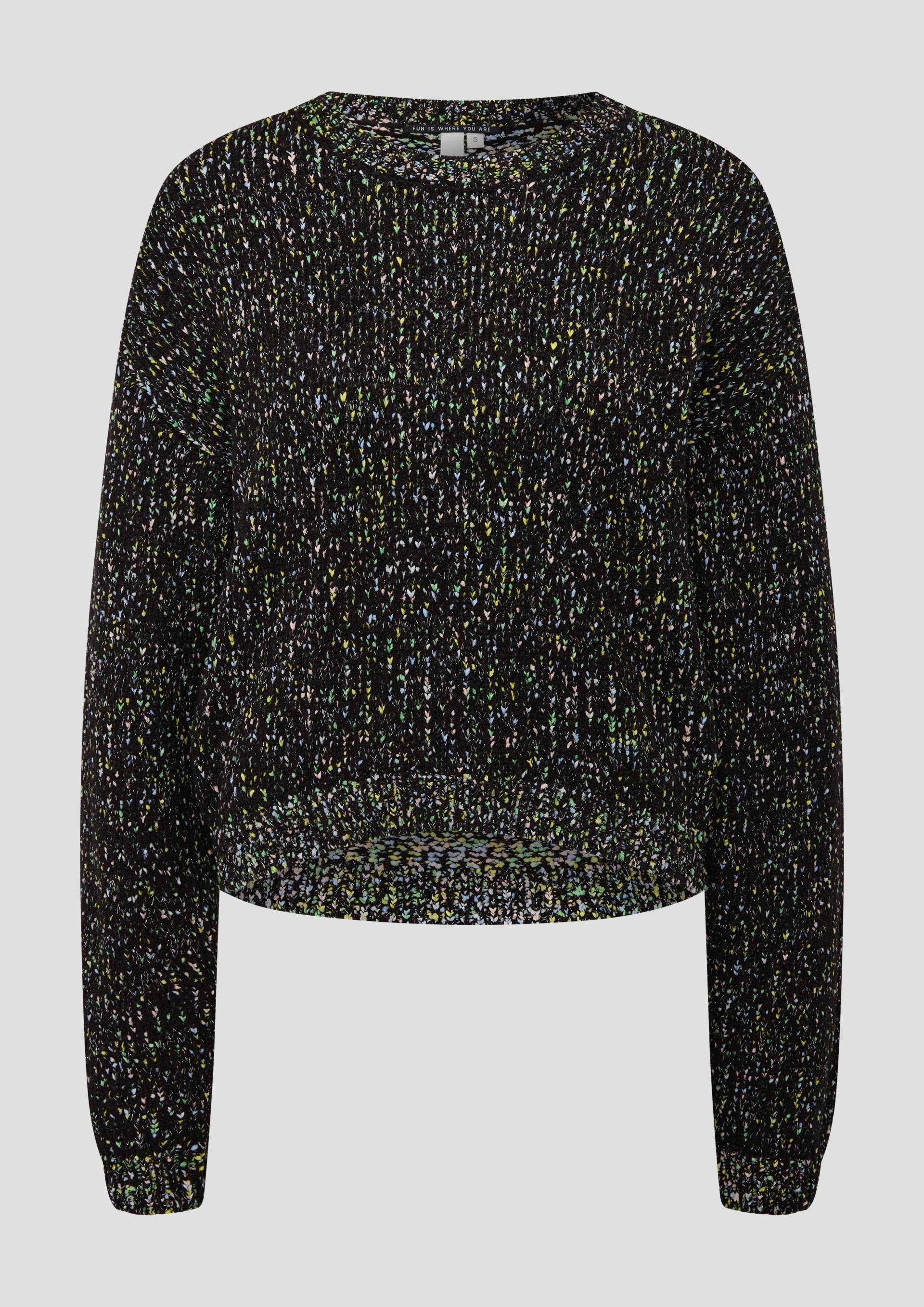 QS - Mehrfarbiger Strickpullover mit Glitzergarn, Damen, schwarz|silber von QS