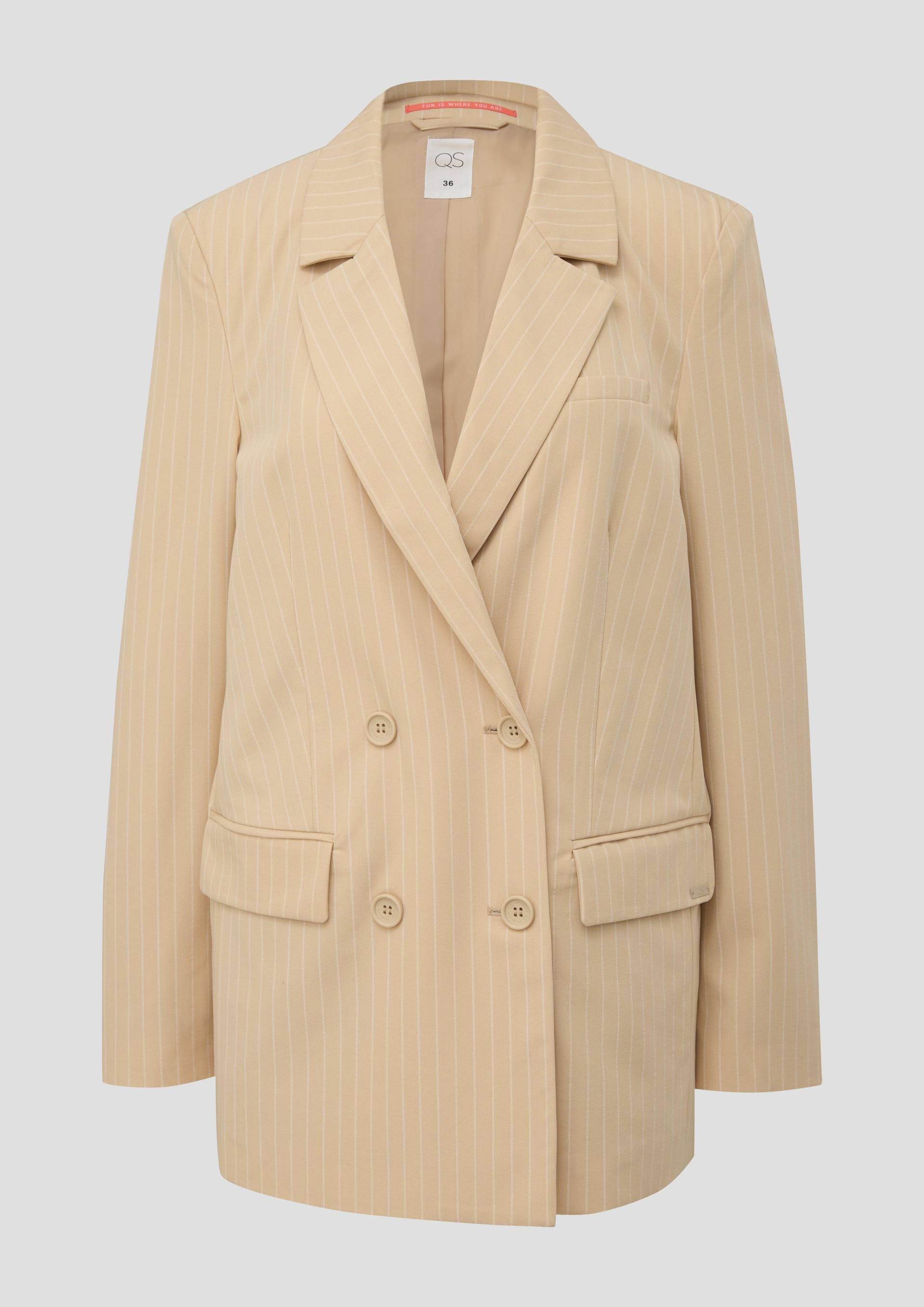 QS - Oversized Blazer mit Nadelstreifen, Damen, Beige von QS