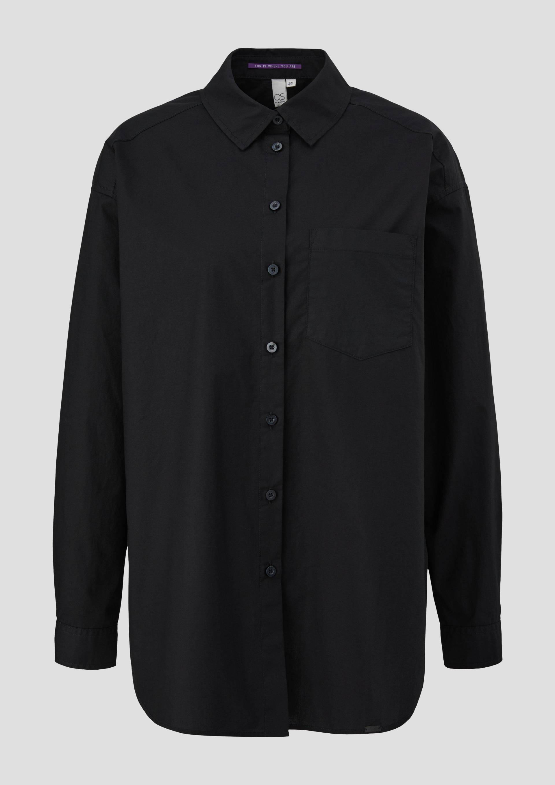 QS - Oversized Bluse aus Baumwolle, Damen, schwarz von QS