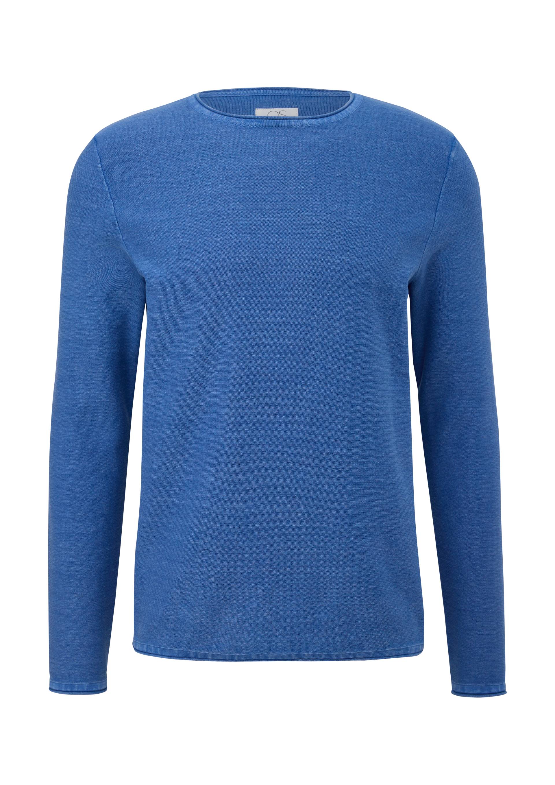 QS - Pullover mit Garment Dye, Herren, blau von QS