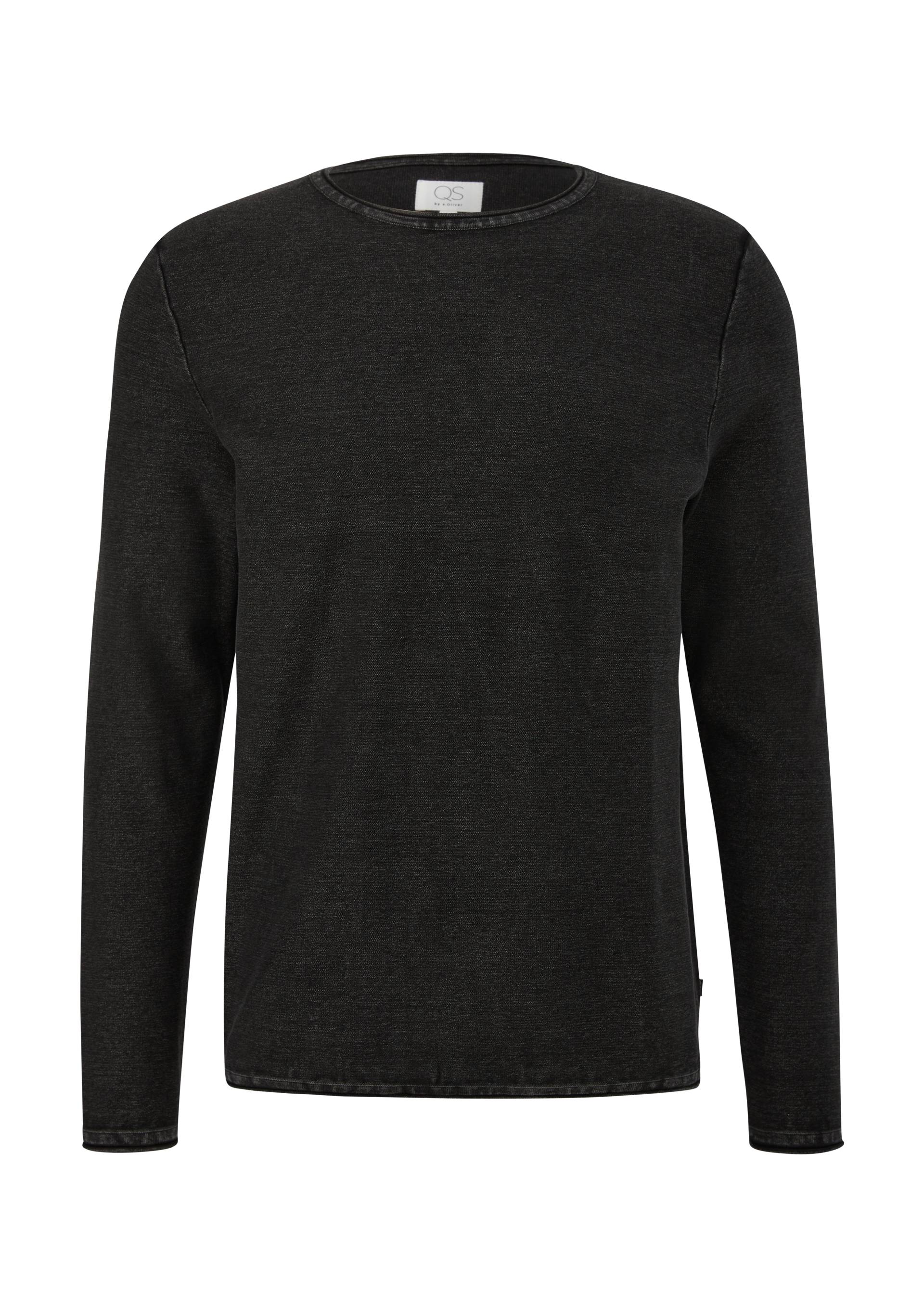 QS - Pullover mit Garment Dye, Herren, schwarz von QS