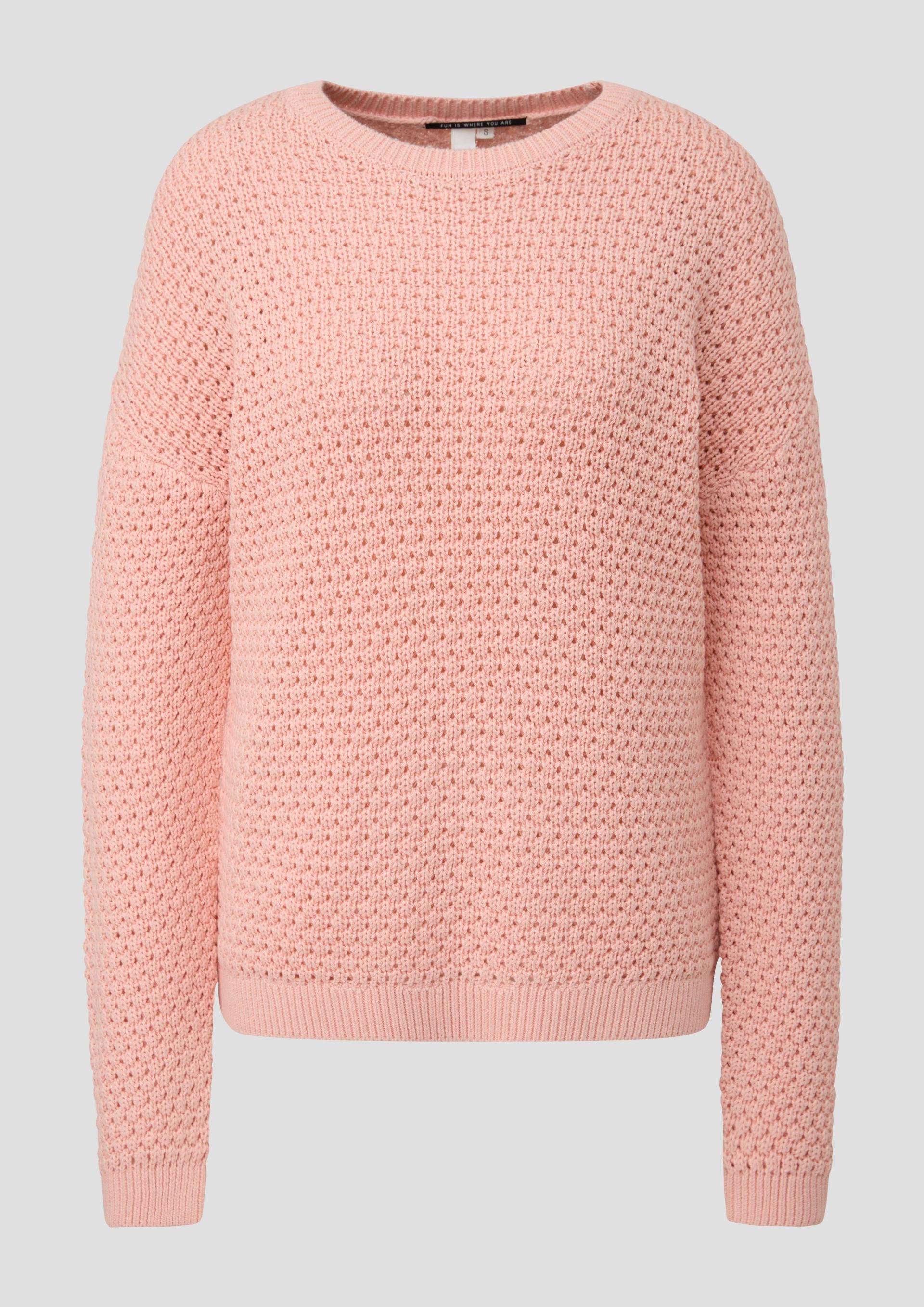 QS - Pullover mit Strickmuster, Damen, Rosa von QS