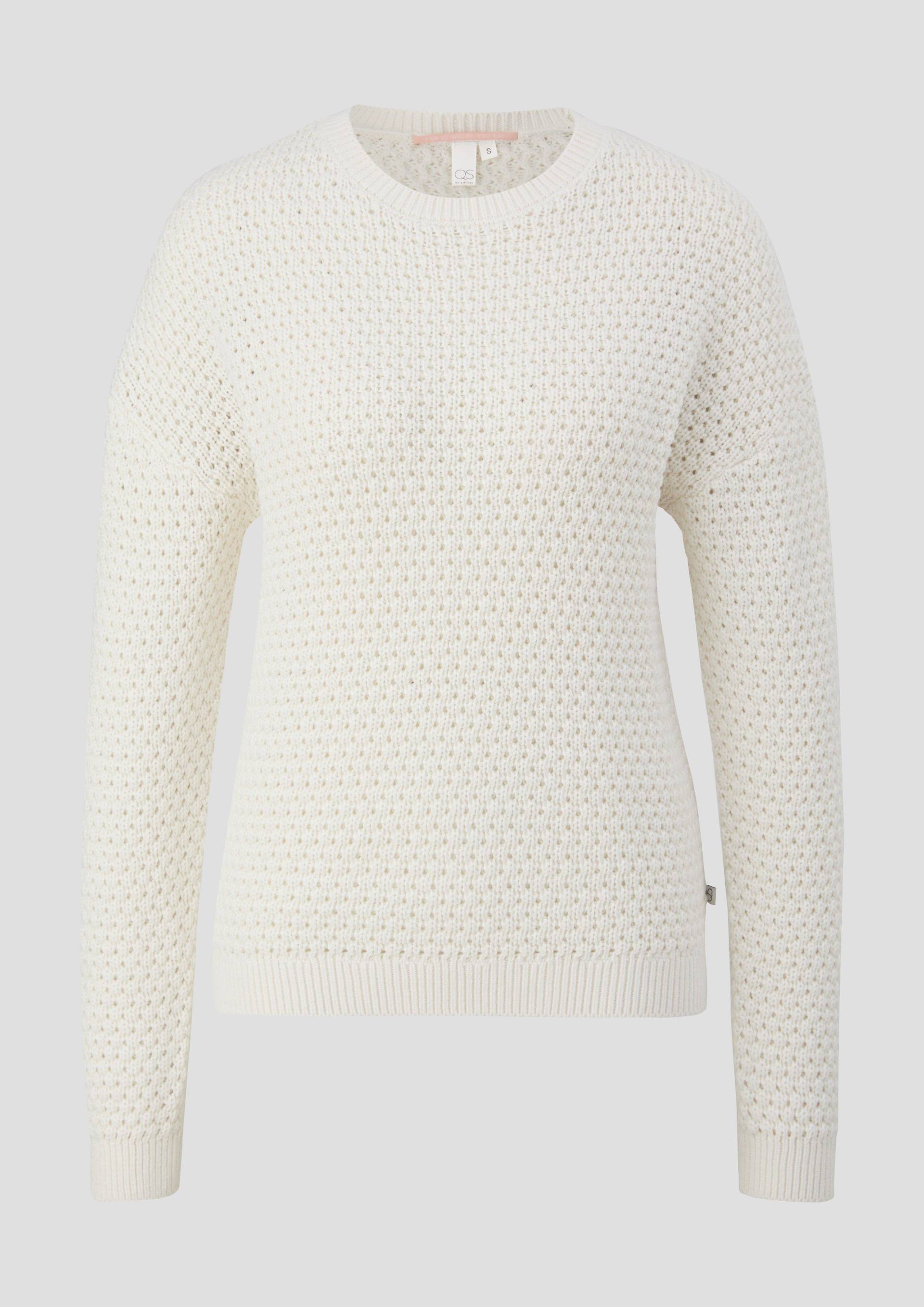 QS - Pullover mit Strickmuster, Damen, creme von QS