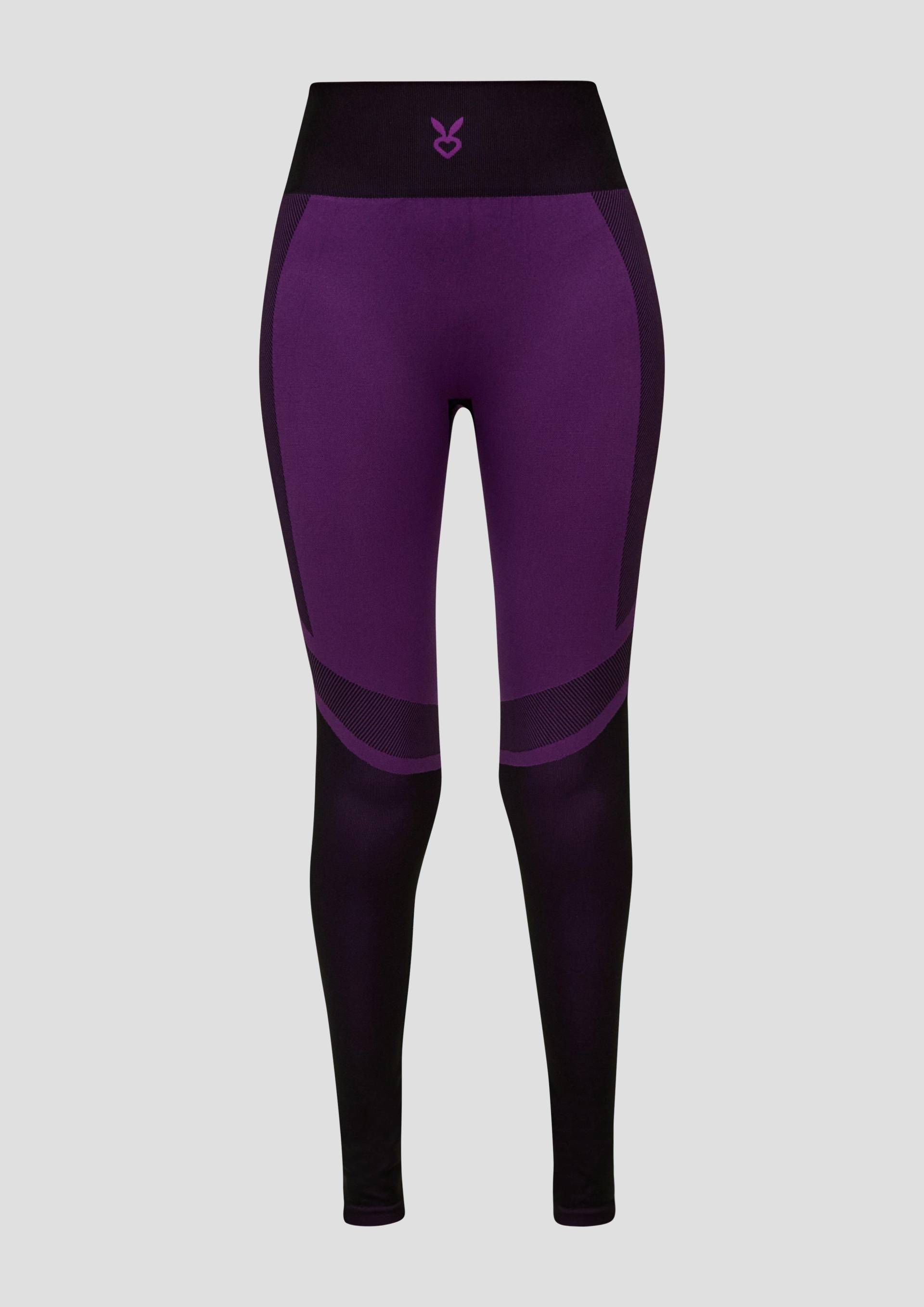 QS - Slim: Sportleggings aus Interlockjersey, Damen, lila|schwarz von QS