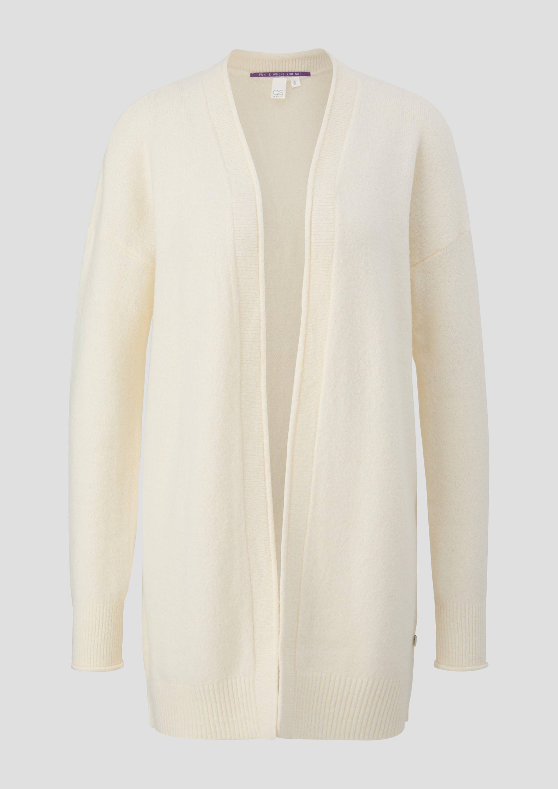 QS - Strickjacke mit Rollsäumen, Damen, creme von QS