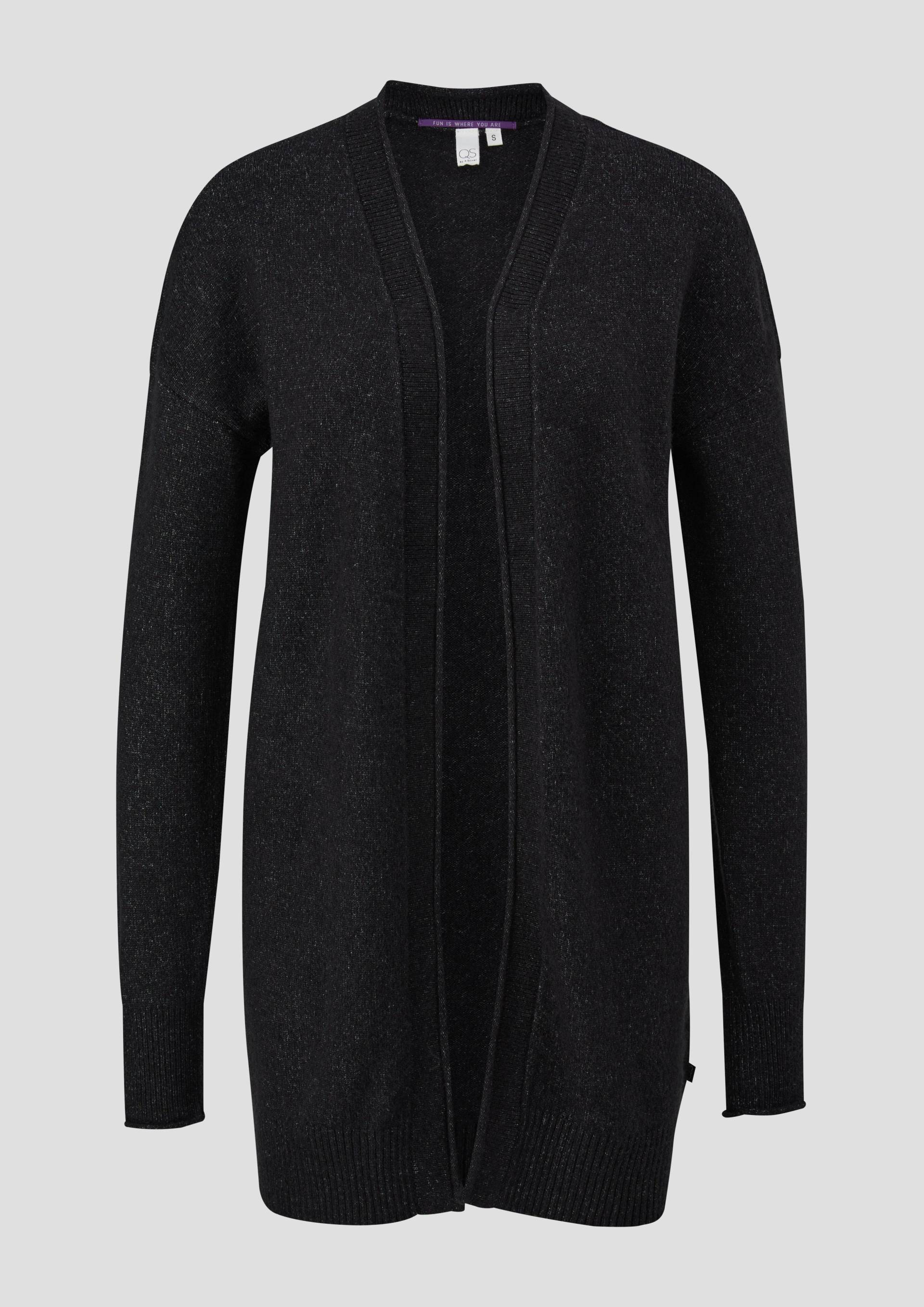 QS - Strickjacke mit Rollsäumen, Damen, schwarz von QS