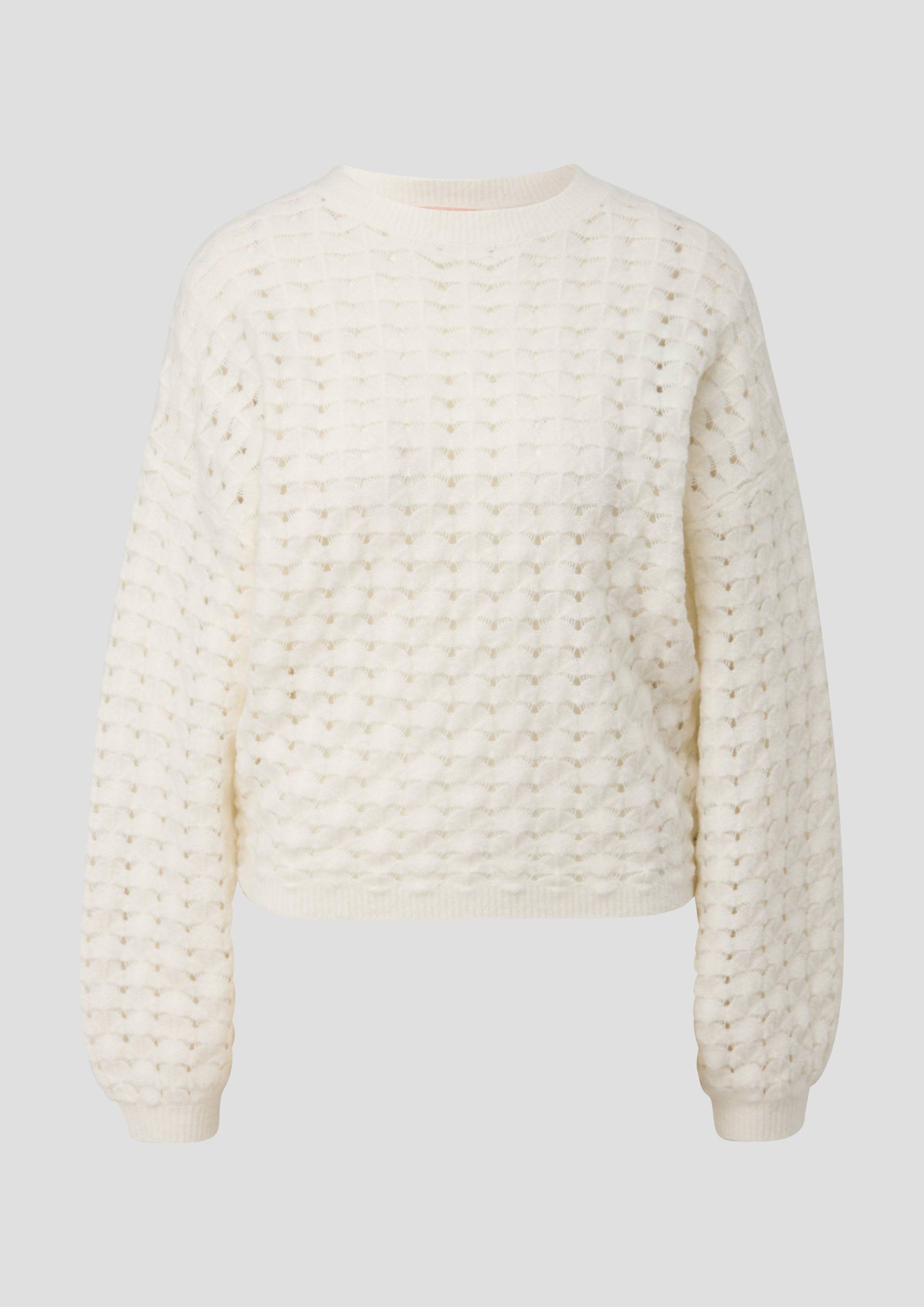 QS - Strickpullover aus Baumwollmix, Damen, creme von QS