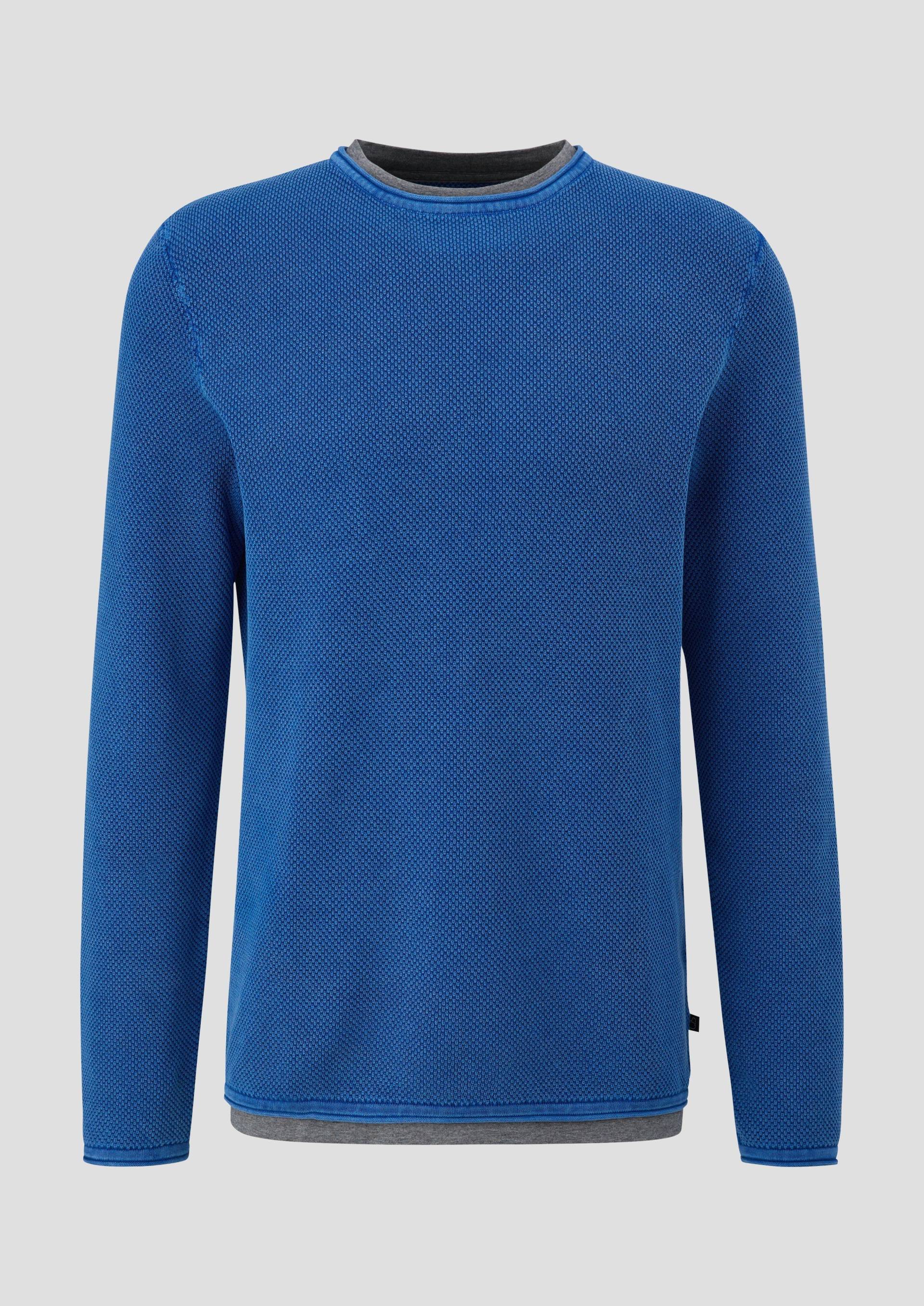 QS - Strickpullover aus reiner Baumwolle, Herren, blau von QS