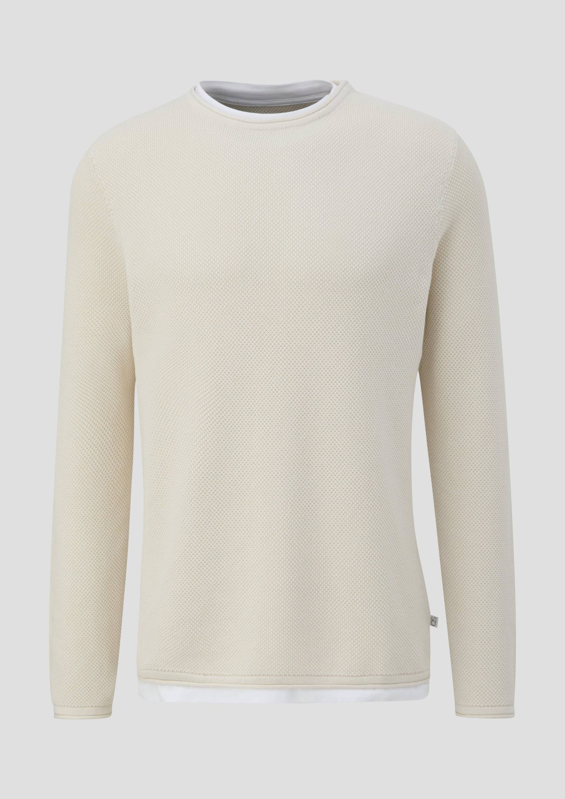 QS - Strickpullover aus reiner Baumwolle, Herren, creme von QS