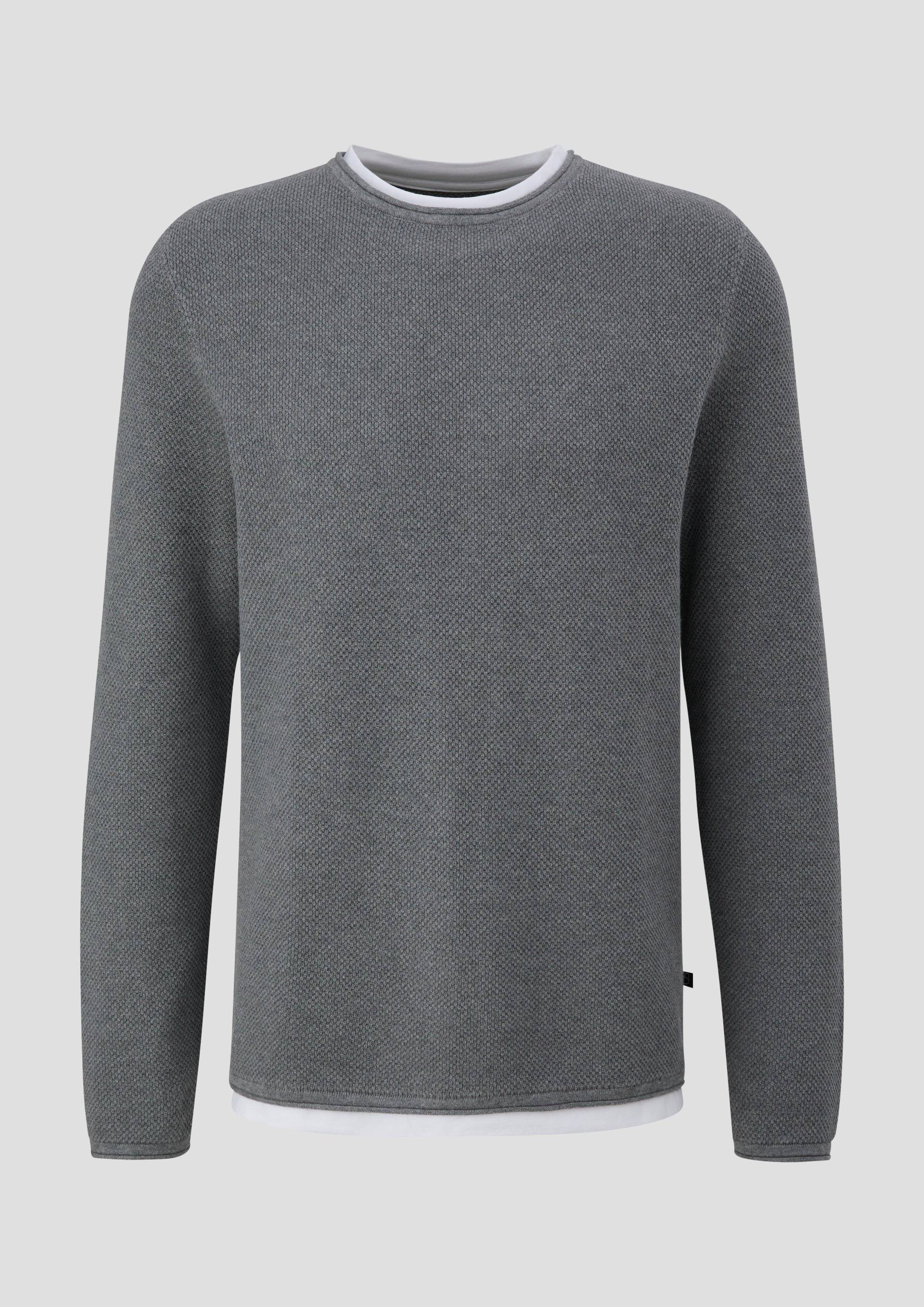 QS - Strickpullover aus reiner Baumwolle, Herren, grau von QS