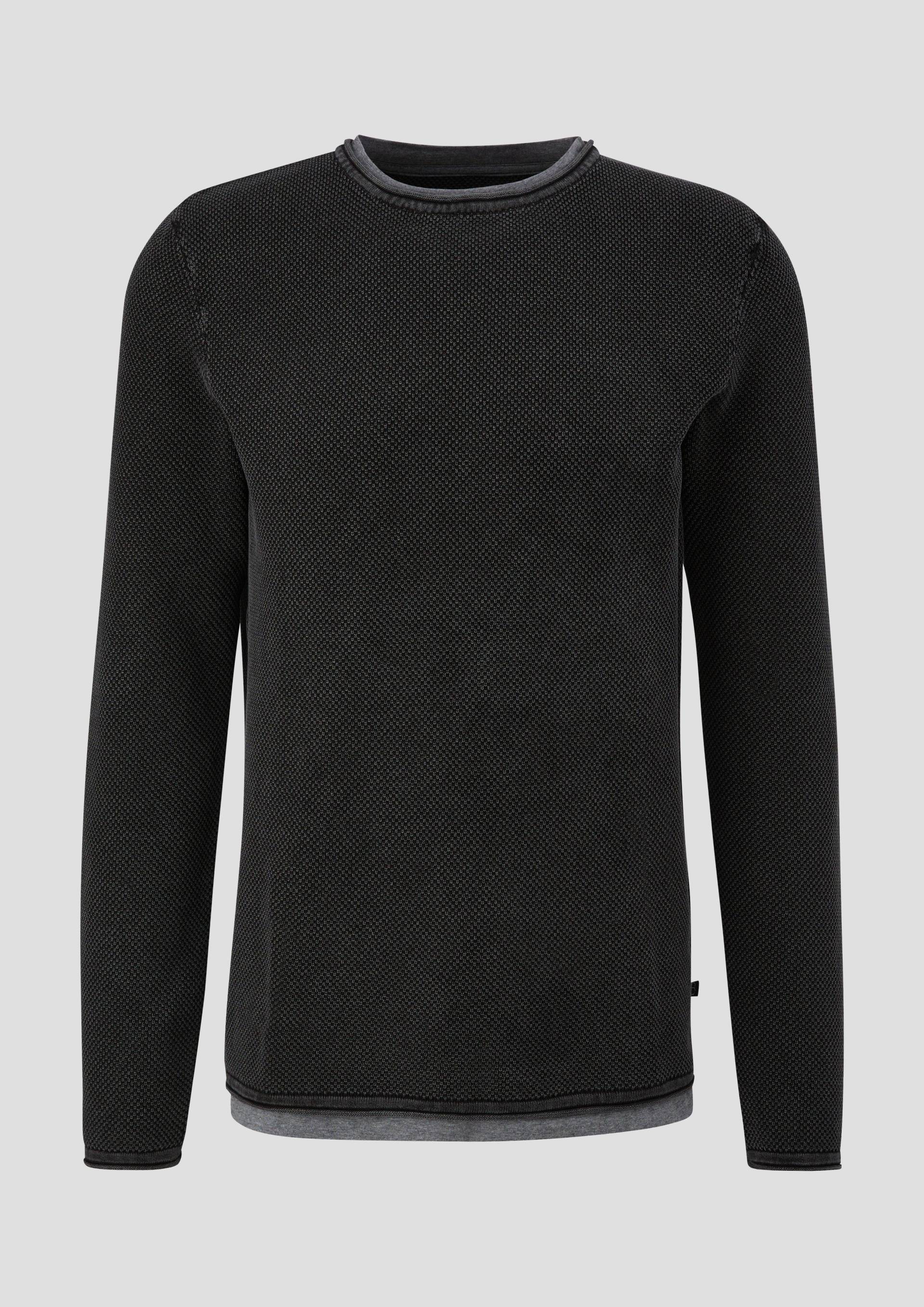 QS - Strickpullover aus reiner Baumwolle, Herren, schwarz von QS