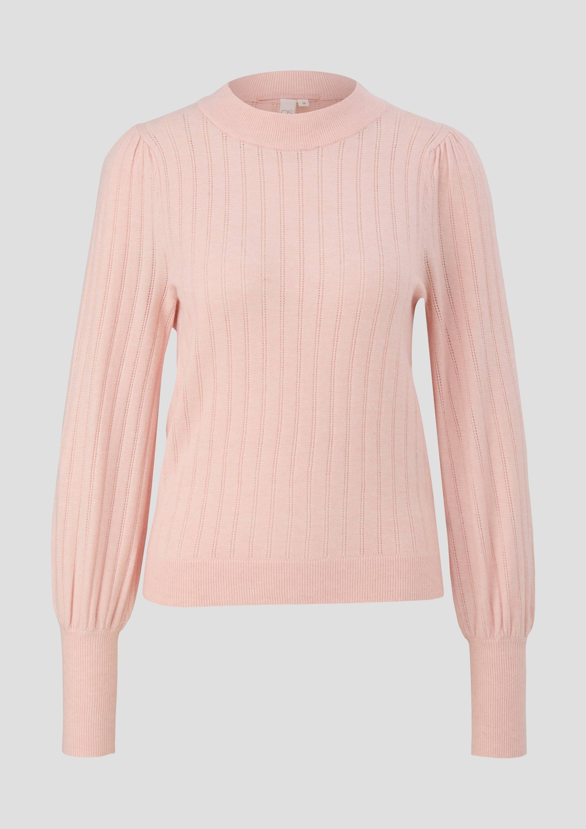 QS - Strickpullover mit Ajourmuster, Damen, orange|pink von QS