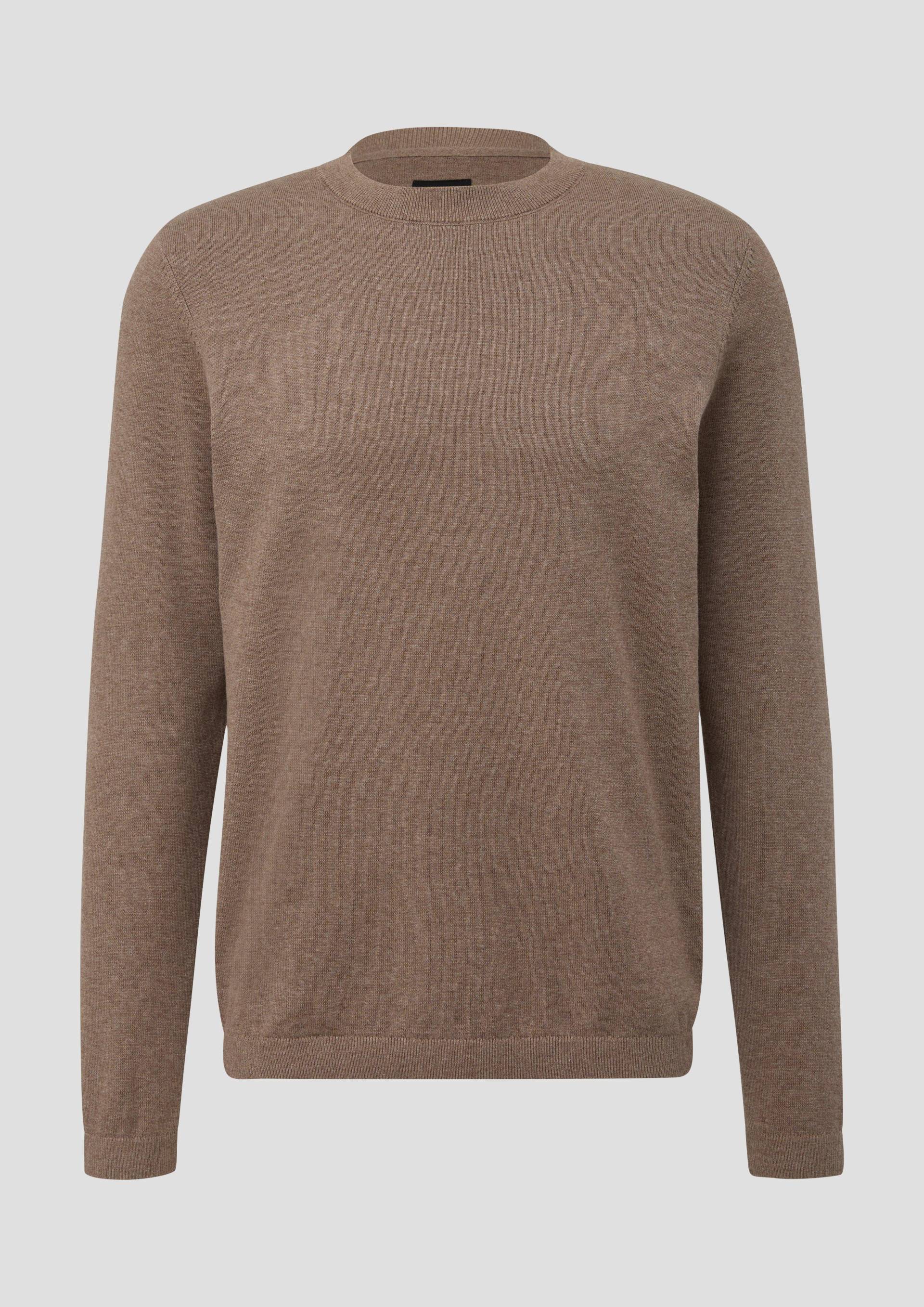 QS - Strickpullover mit Crewneck, Herren, braun von QS