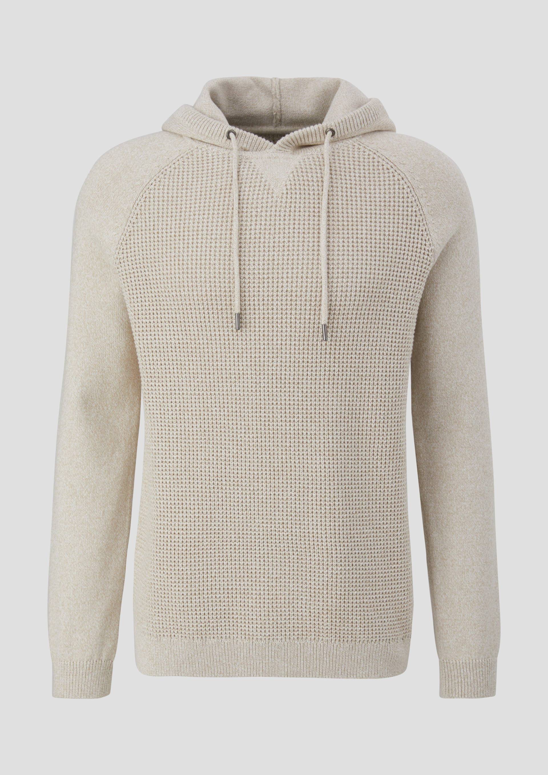 QS - Strickpullover mit Kapuze, Herren, Beige von QS