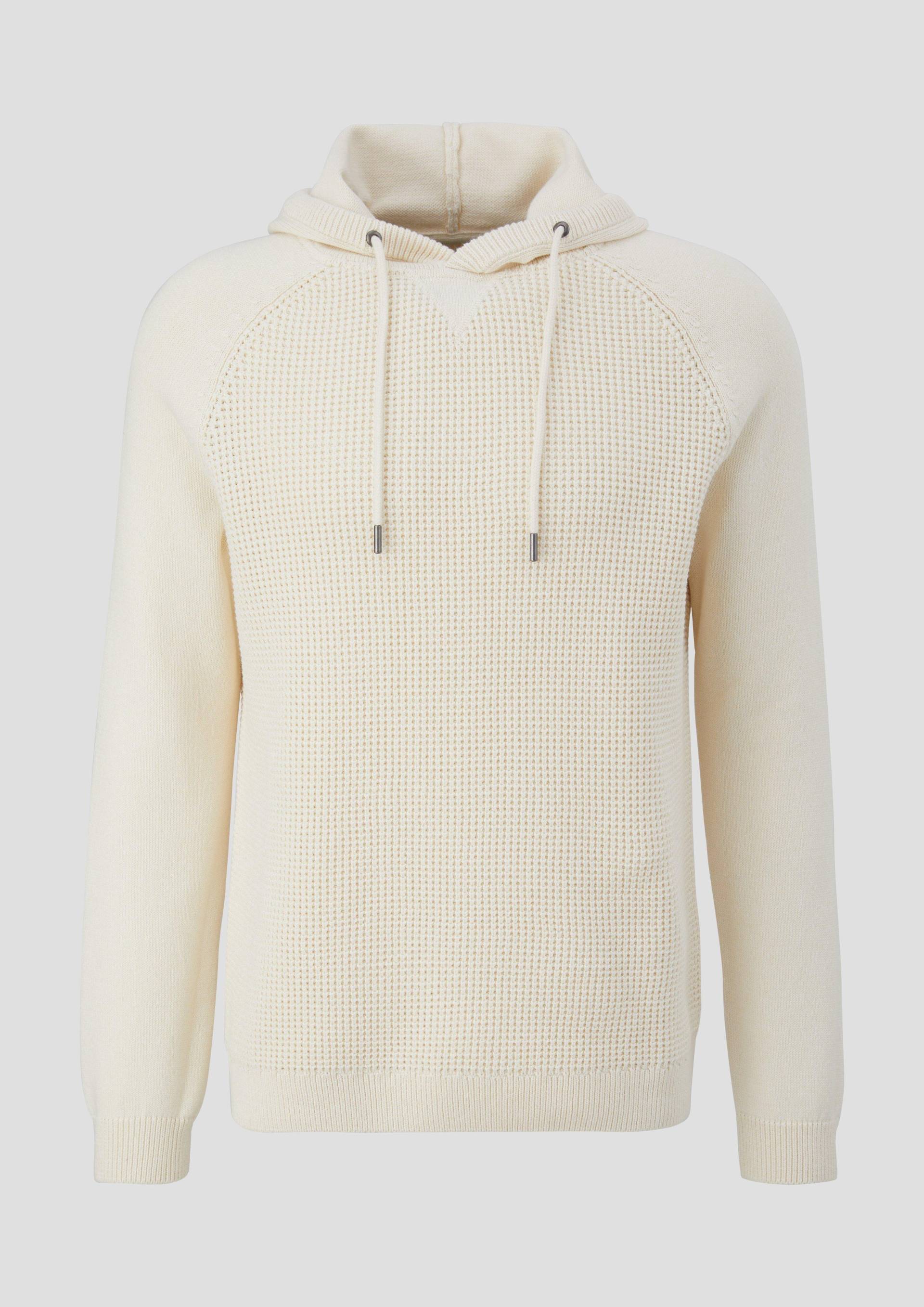 QS - Strickpullover mit Kapuze, Herren, creme|weiß von QS