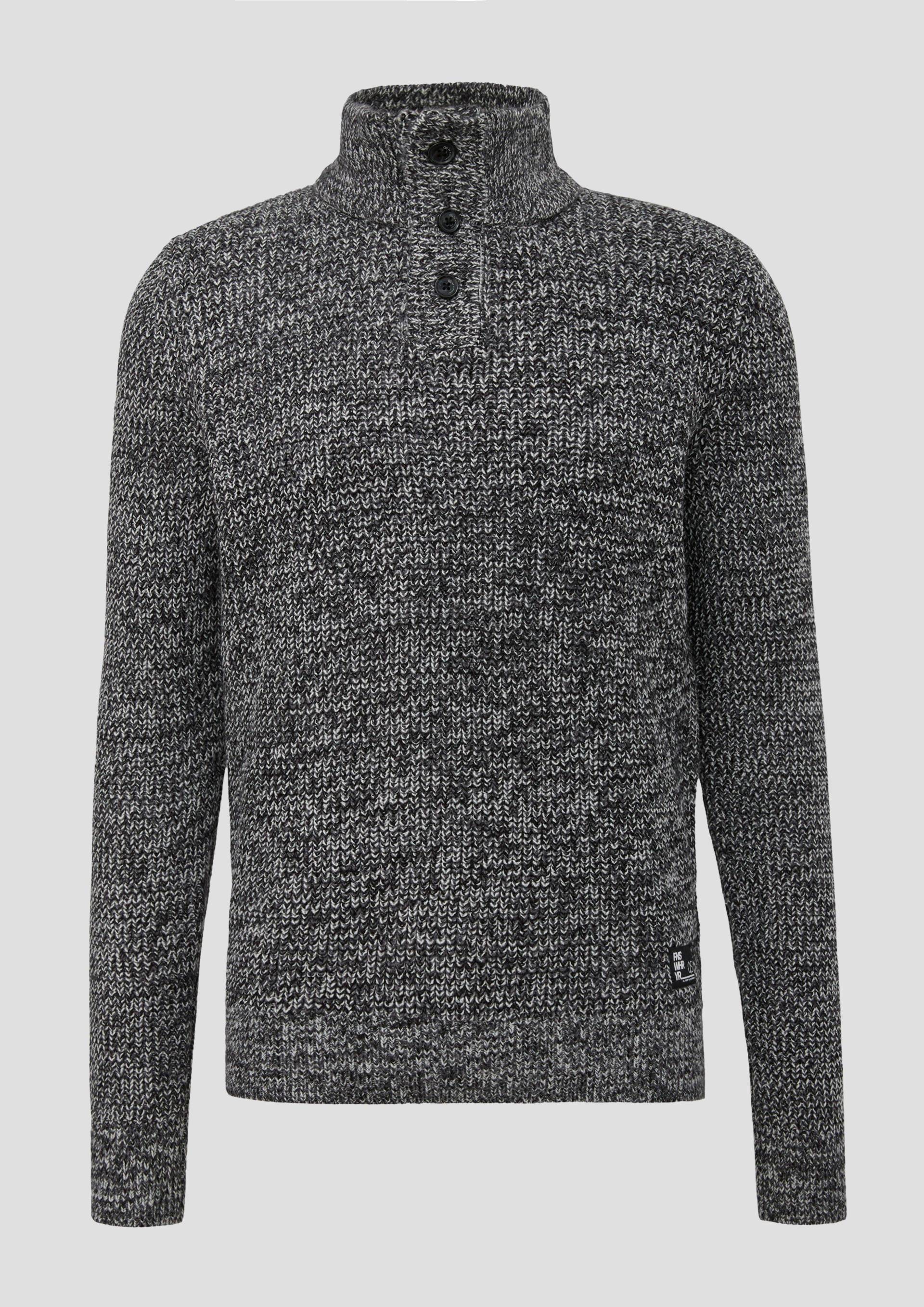 QS - Strickpullover mit Knopfleiste, Herren, schwarz von QS