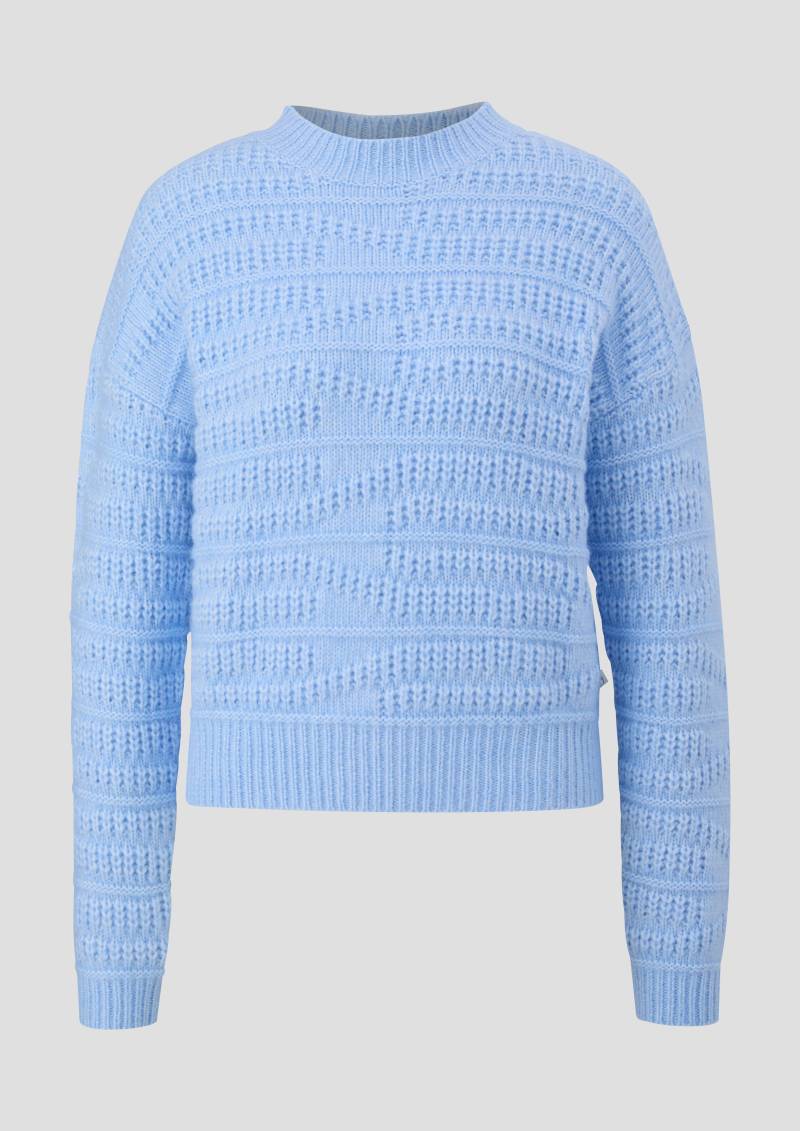 QS - Strickpullover mit Musterstruktur, Damen, blau von QS