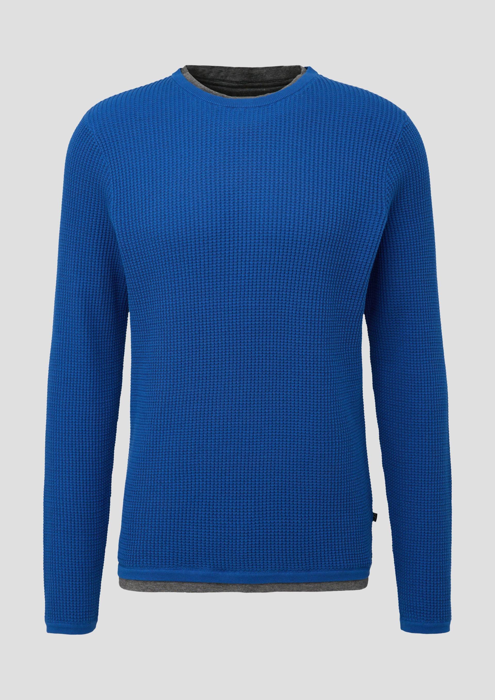 QS - Strickpullover in Layering-Optik, Herren, blau von QS