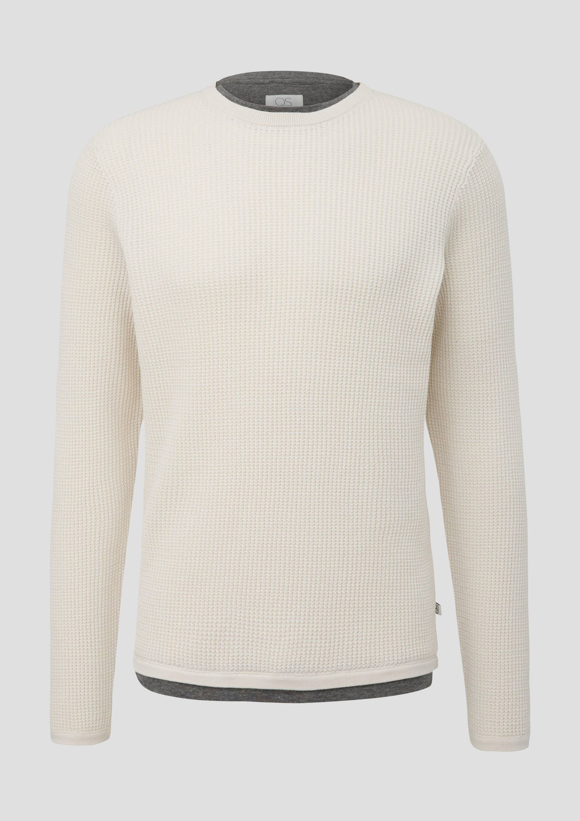 QS - Strickpullover in Layering-Optik, Herren, creme von QS