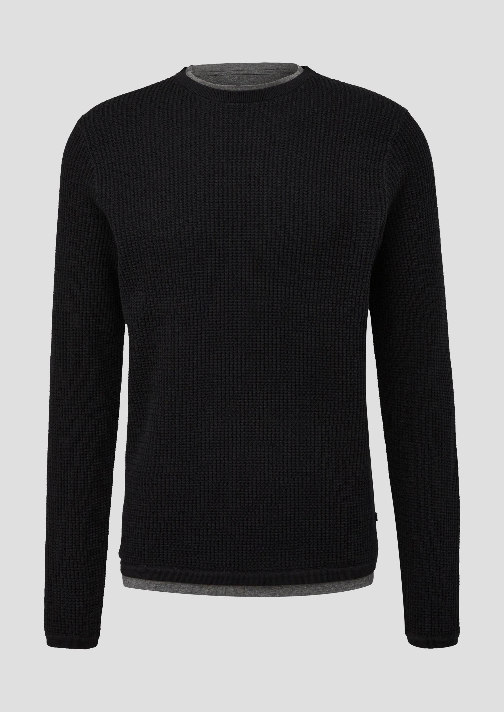 QS - Strickpullover in Layering-Optik, Herren, schwarz von QS