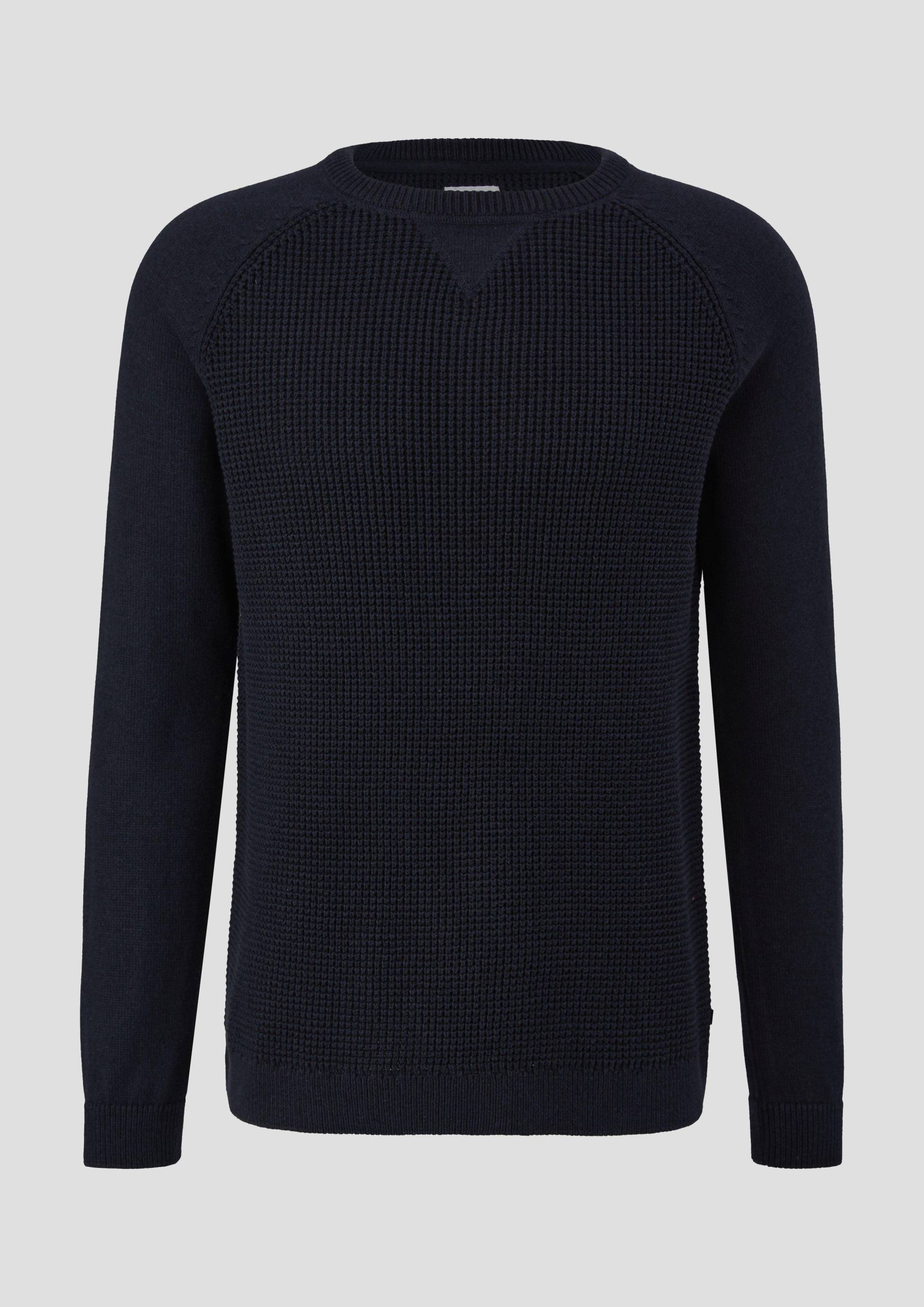 QS - Strickpullover mit Raglanärmeln, Herren, blau von QS