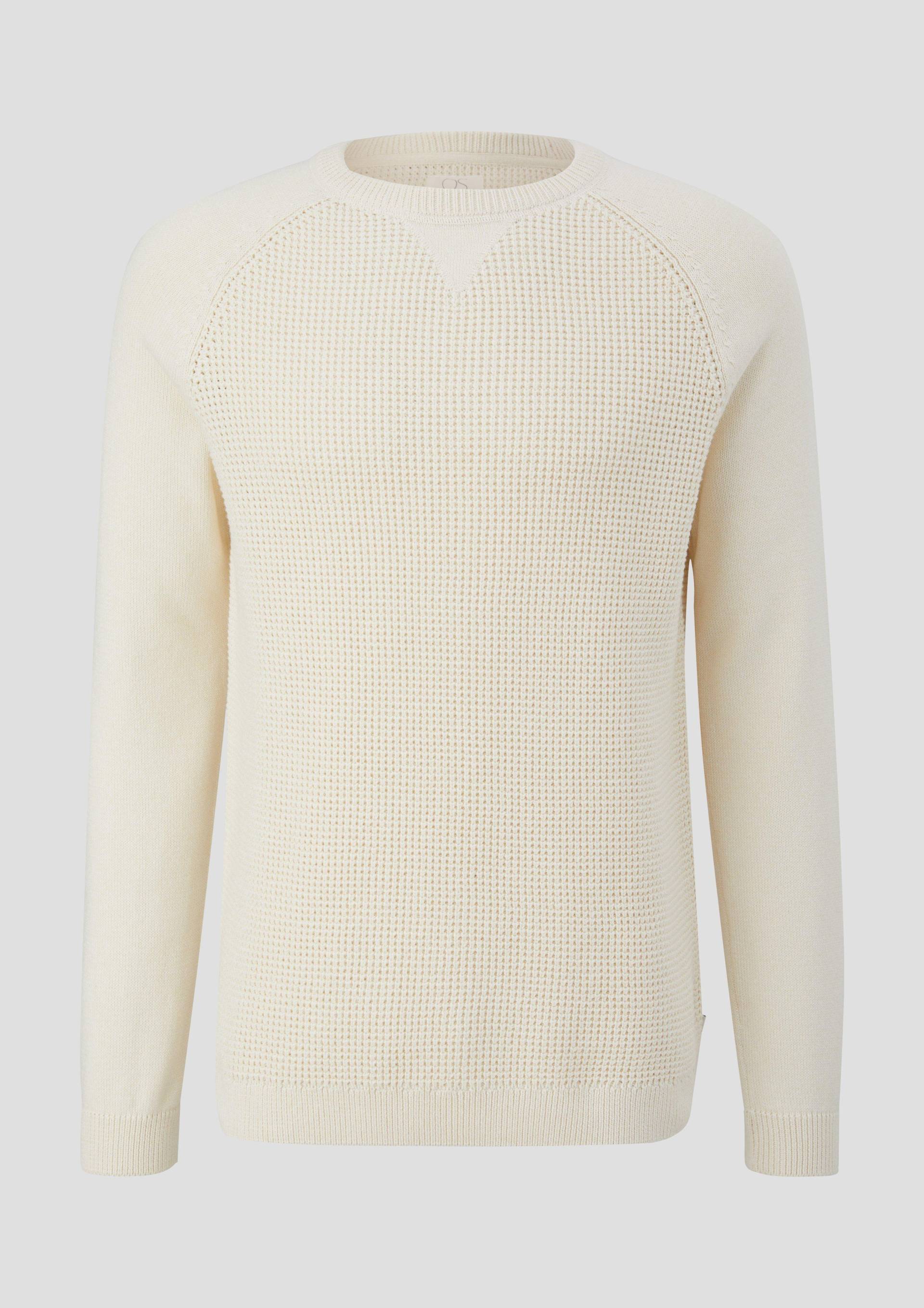 QS - Strickpullover mit Raglanärmeln, Herren, creme|weiß von QS