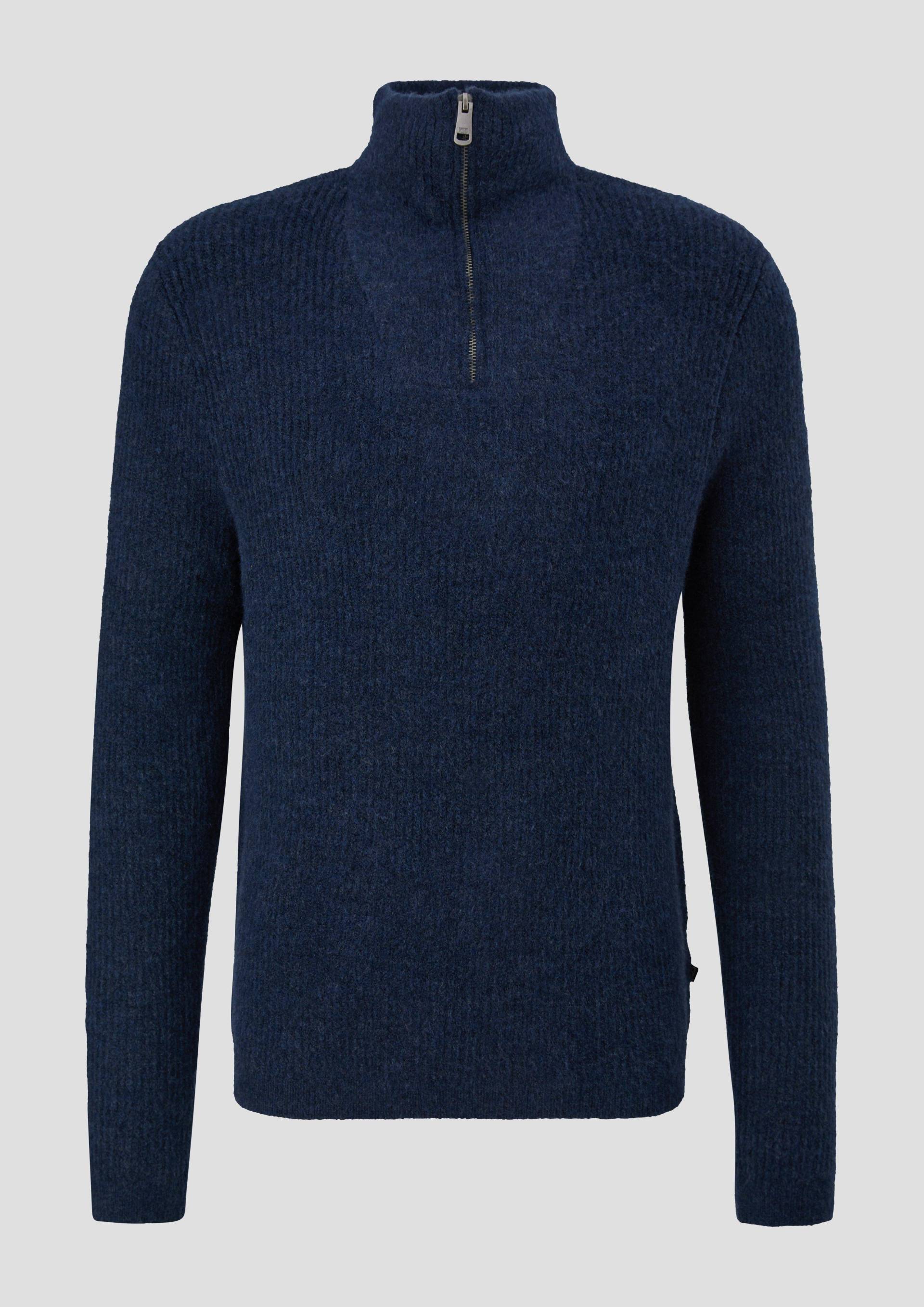 QS - Strickpullover mit Reißverschluss, Herren, blau von QS