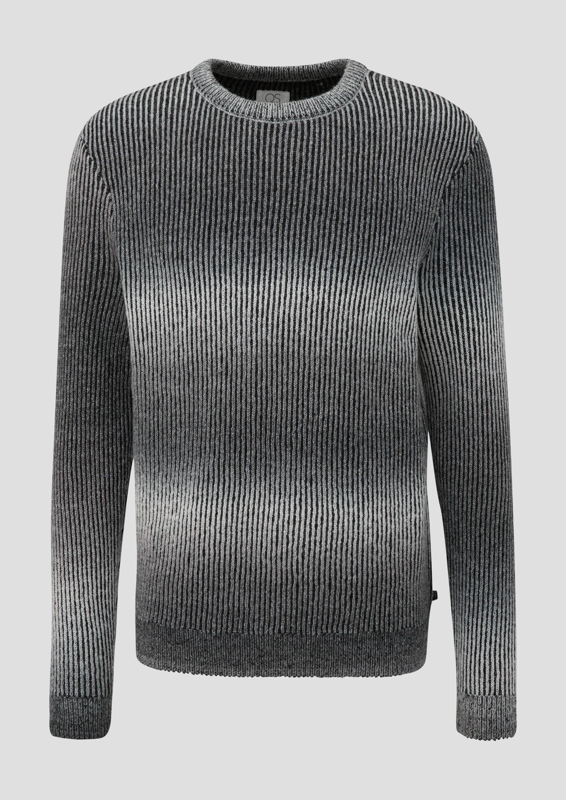 QS - Strickpullover mit Rippblende, Herren, grau von QS