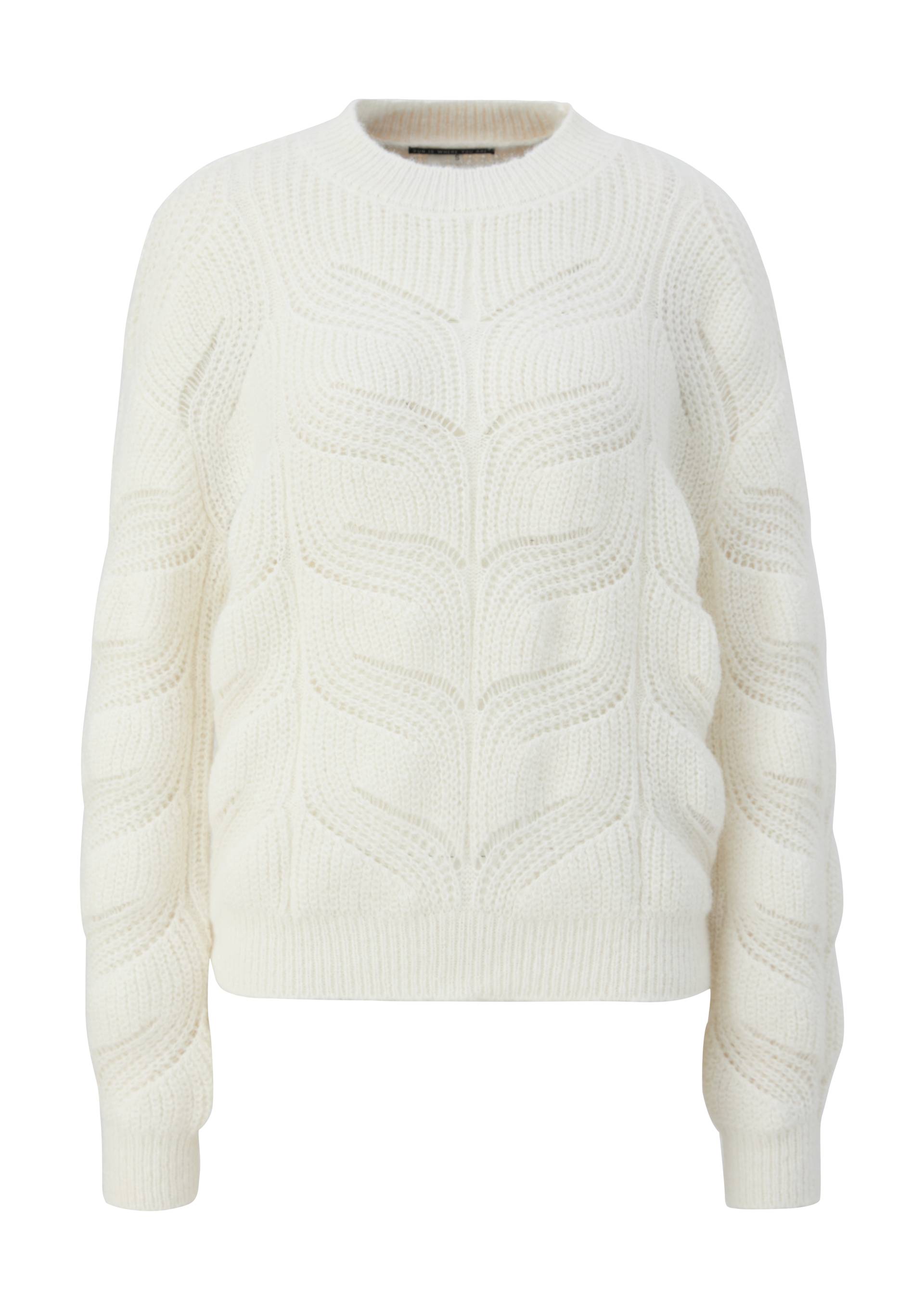 QS - Strickpullover mit Zopfmuster, Damen, creme von QS