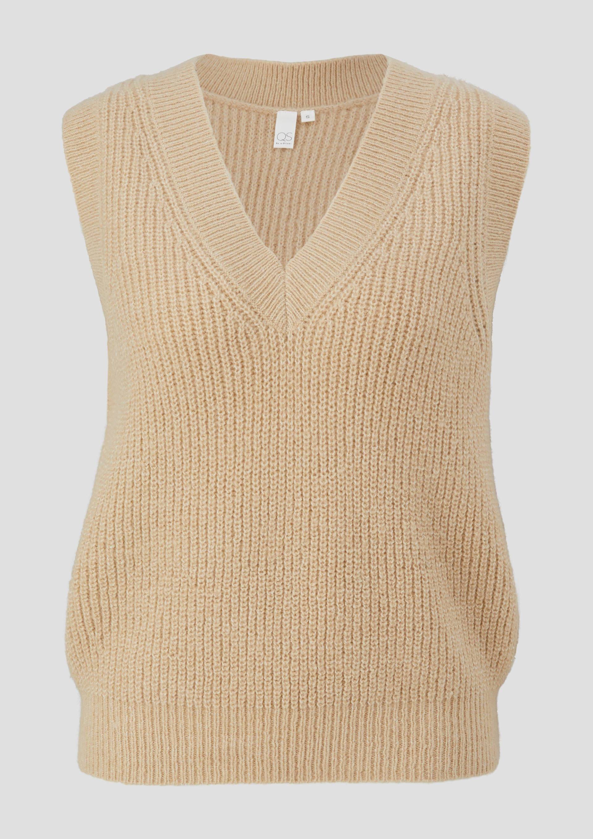 QS - Strickpullunder mit V-Neck, Damen, Beige von QS