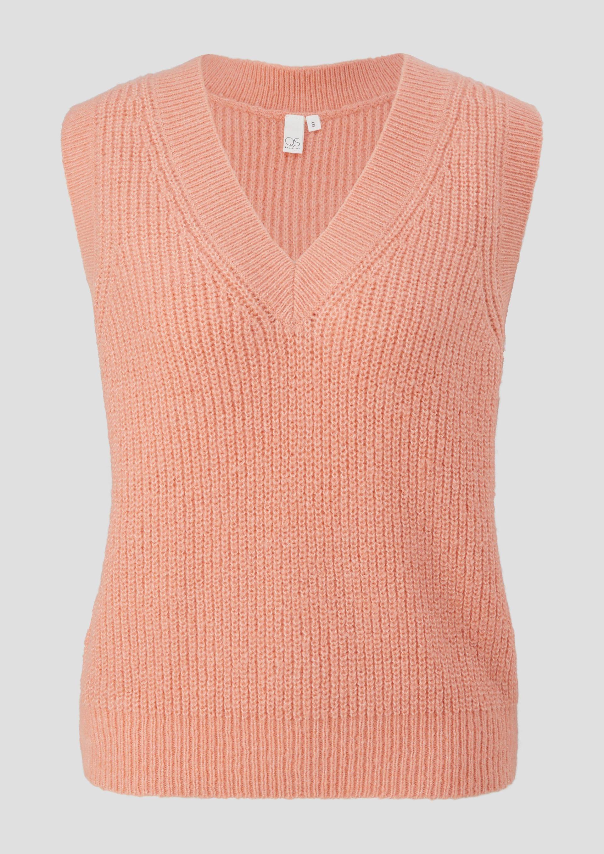 QS - Strickpullunder mit V-Neck, Damen, Orange von QS