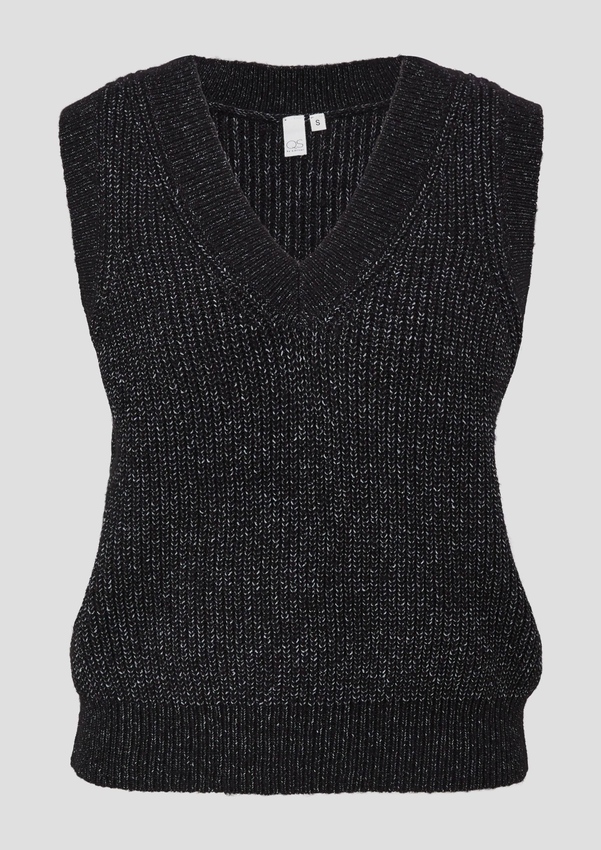 QS - Strickpullunder mit V-Neck, Damen, schwarz von QS