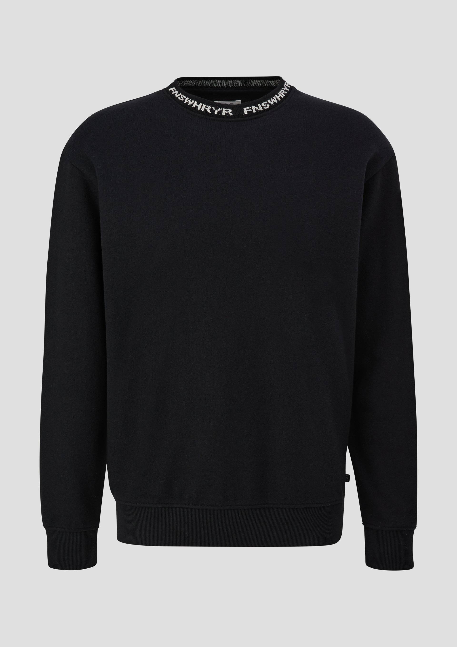 QS - Sweatshirt mit Jacquard-Blende, Herren, schwarz von QS