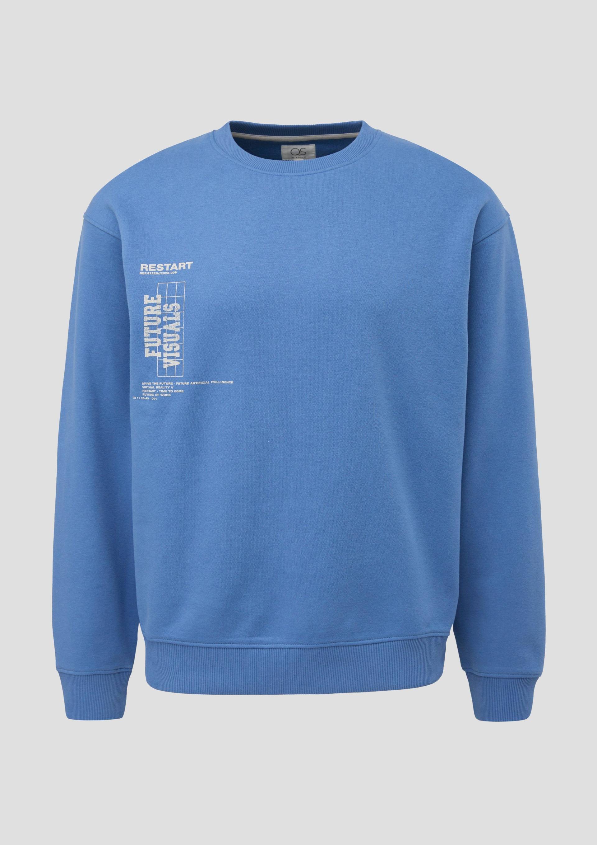 QS - Sweatshirt mit großem Rückenprint, Herren, blau von QS