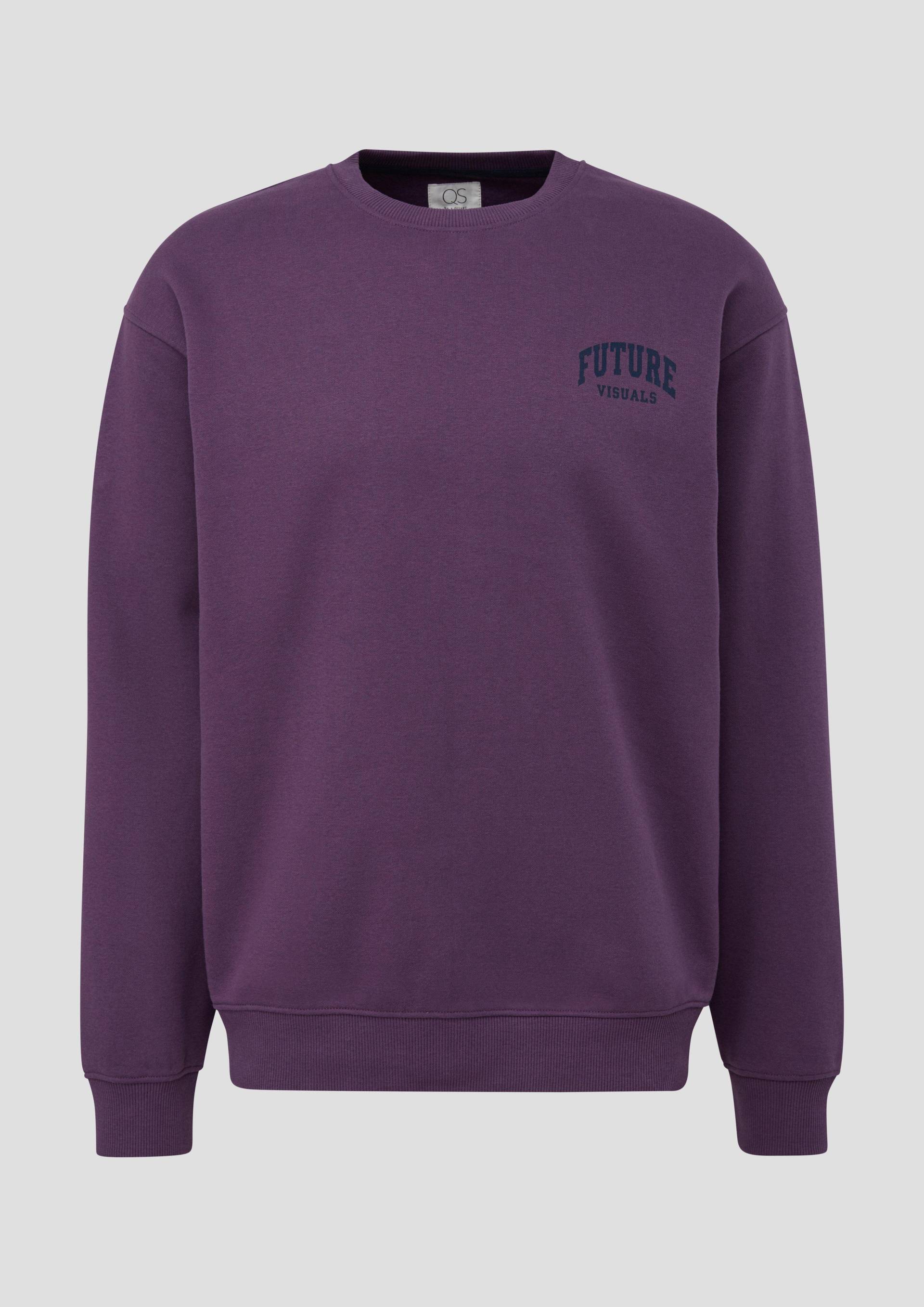 QS - Sweatshirt mit großem Rückenprint, Herren, lila von QS