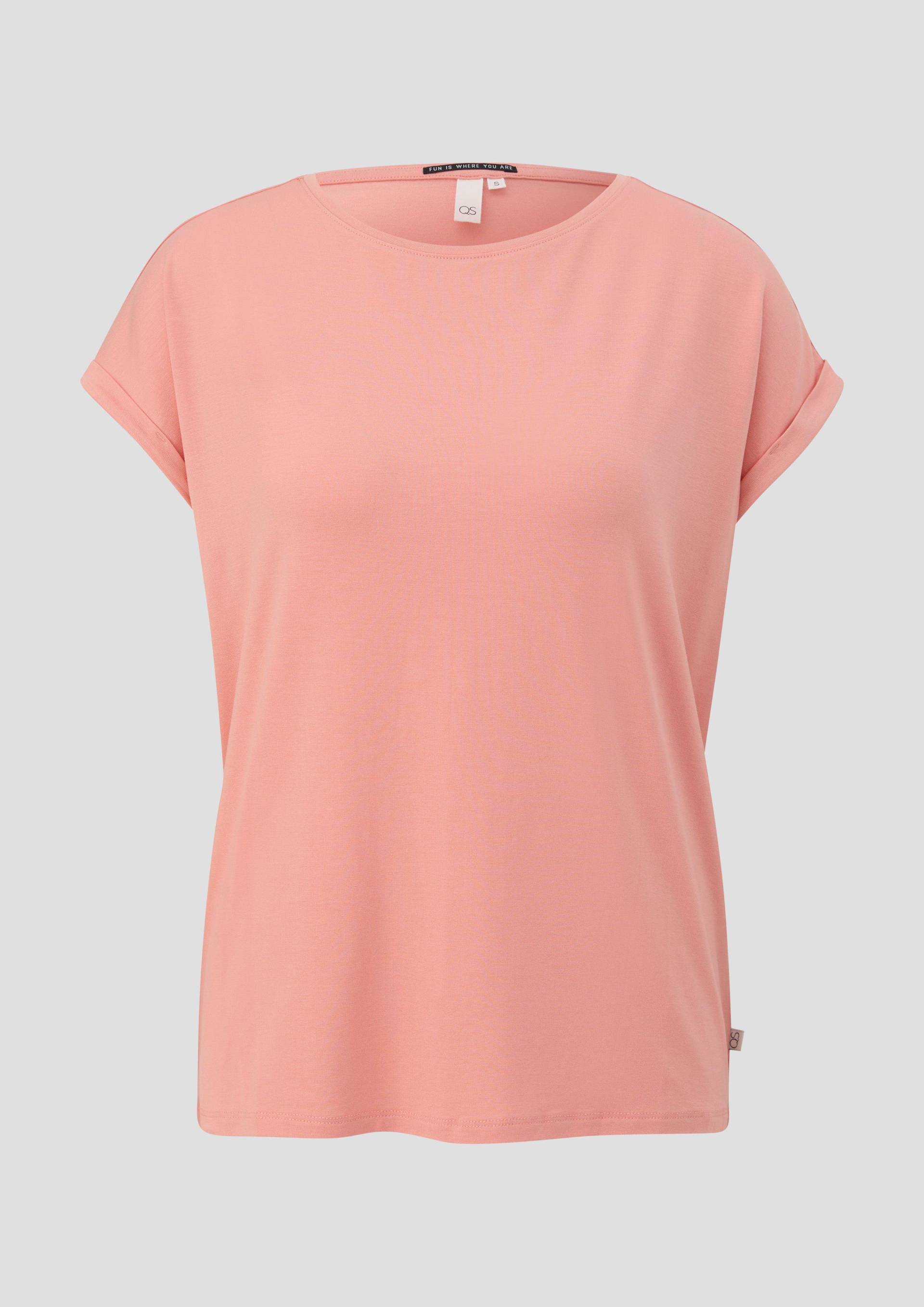 QS - T-Shirt aus Lyocellmix, Damen, Orange von QS