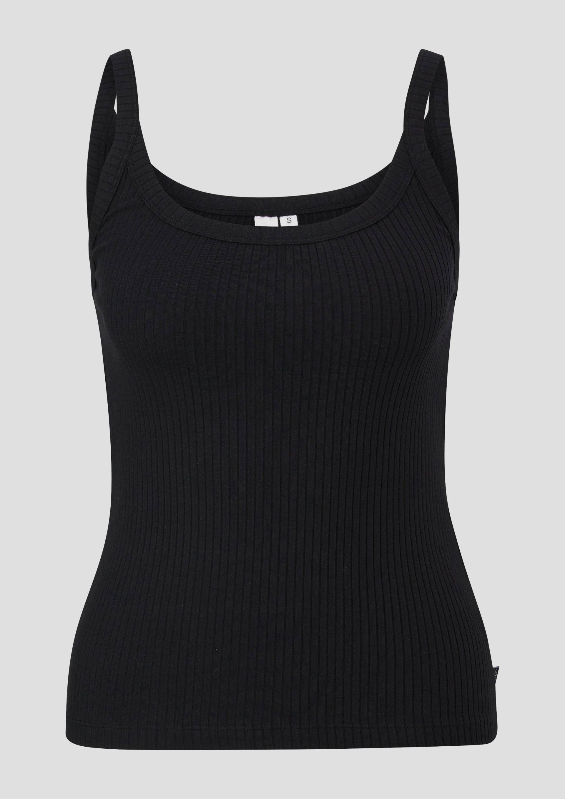 QS - Top mit Rippstruktur, Damen, schwarz von QS