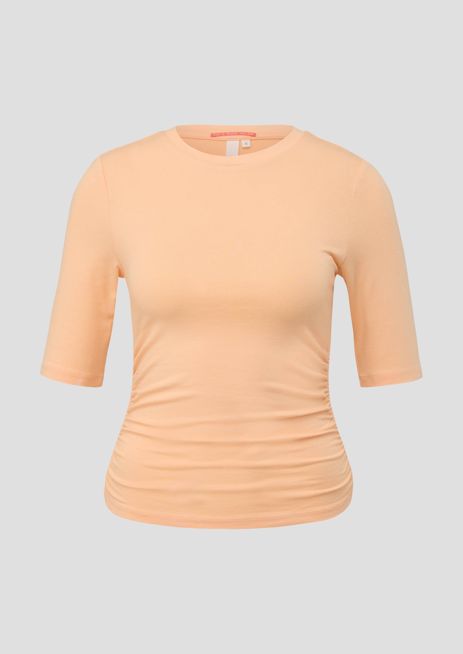 QS - Viskoseshirt mit seitlicher Raffung, Damen, Orange von QS