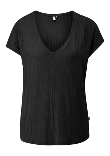 Fließendes Oversize-Shirt mit Rippstruktur schwarz XXL von QS
