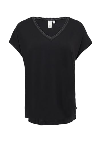 Modalmix-Shirt mit Spitzenblende schwarz S von QS