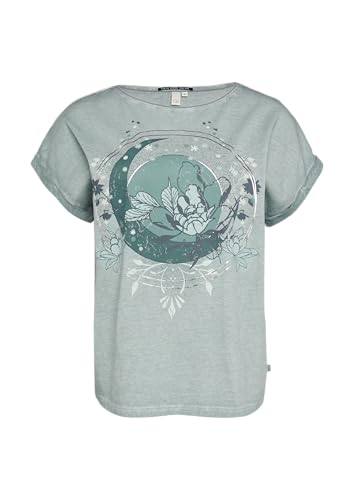 Oversize-Shirt in gewaschener Optik mit Frontprint salbeigrün XL von QS
