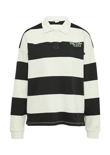 Poloshirt im Loose Fit mit Blockstreifen schwarz XL von QS