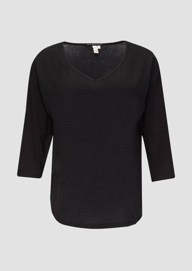 QS - 3/4-Arm-Shirt im Fabricmix, Damen, schwarz QS - 3/4-Arm-Shirt im Fabricmix, Damen, schwarz von QS