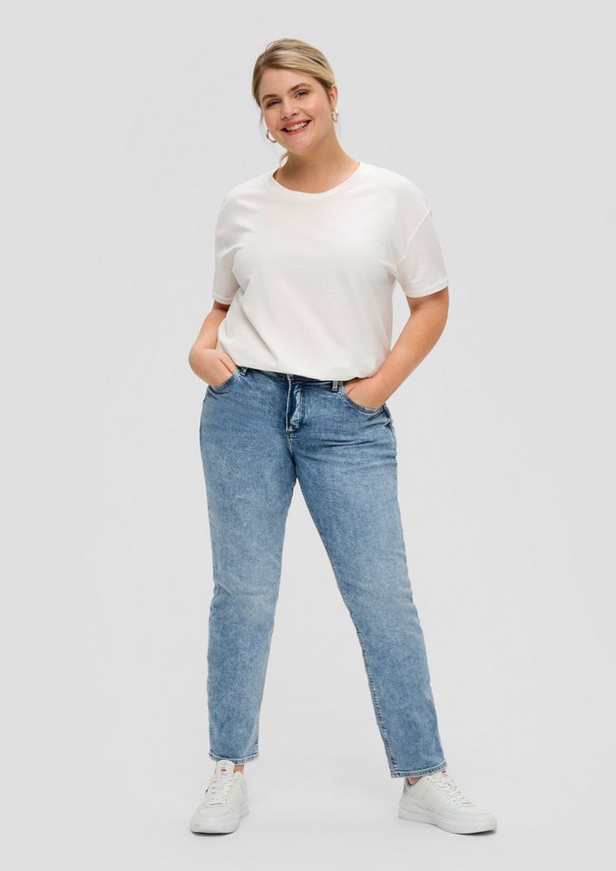 QS 5-Pocket-Jeans Jeans / Mid Rise / Slim Leg Waschung, Label-Patch von QS